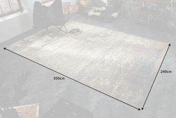 Teppich MODERN ART XXL 350x240cm grau / beige, riess-ambiente, rechteckig, Höhe: 10 mm, Vintage · Baumwoll-Mischung · verwaschen · Wohnzimmer