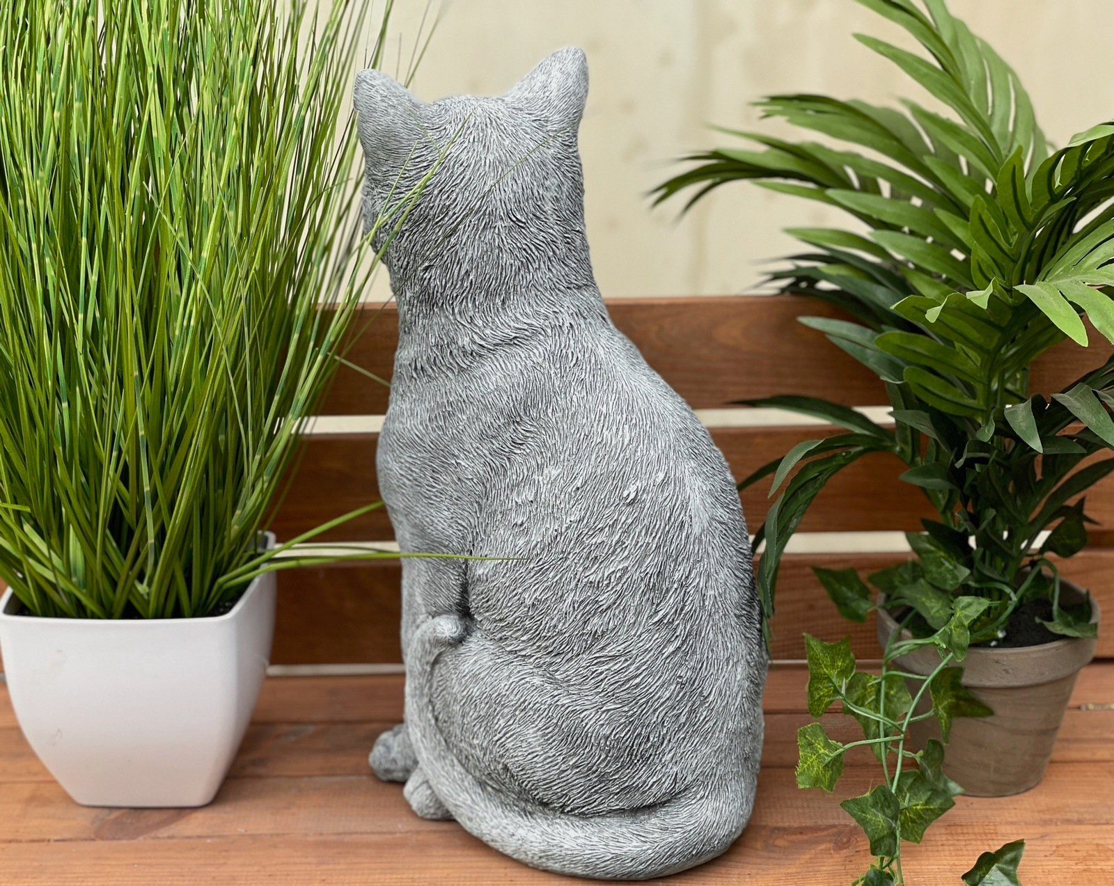 Stone and Style Gartenfigur Steinfigur lebensecht sitzend große Katze