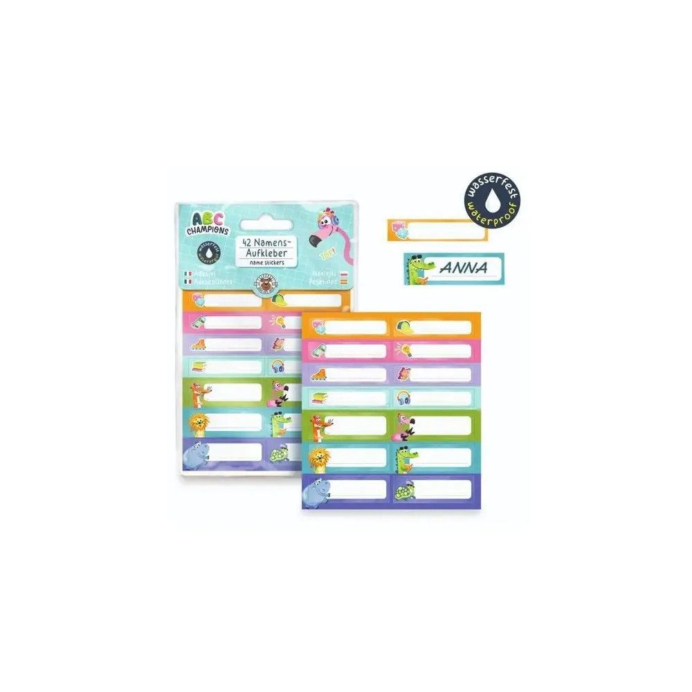 Trendhaus Sticker ABC-5 Namenssticker-Set wasserfest 42-teilig Kreative Namensaufkleber