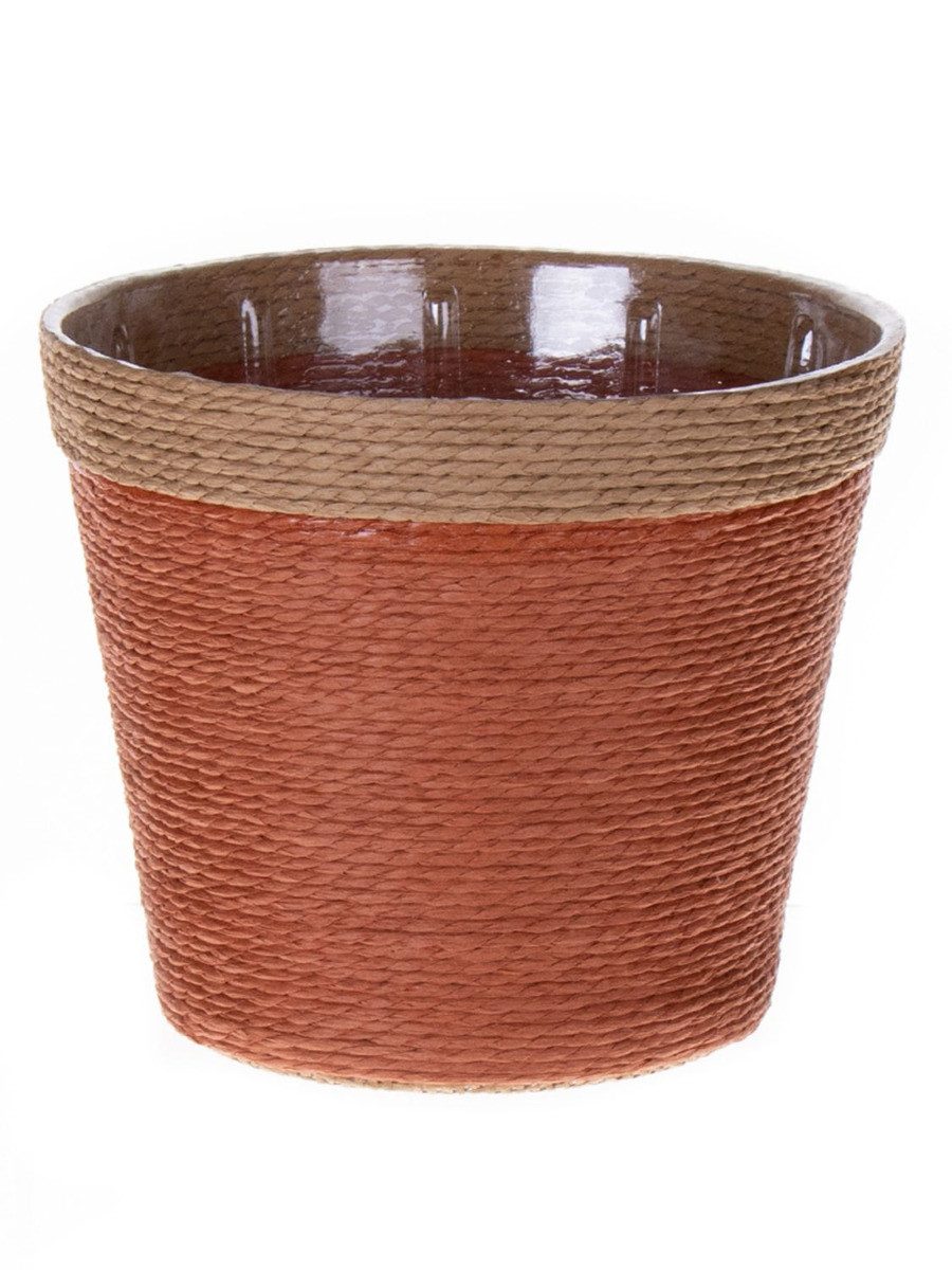 INNA-Glas Übertopf Blumenkorb NERIONKO, Terracotta-beige, 16 cm, Ø 19 cm