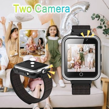PTHTECHUS Smartwatch (1,44 Zoll), Telefon Zwei Wege Gespräch SOS MP3 Spiel Wiedergab Kameras Sportuhr