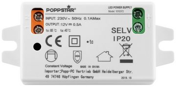 Poppstar LED Transformator 230V AC / 12V DC 0,5A 6W LED Trafo (für LED Leuchtmittel, bis 6 Watt)