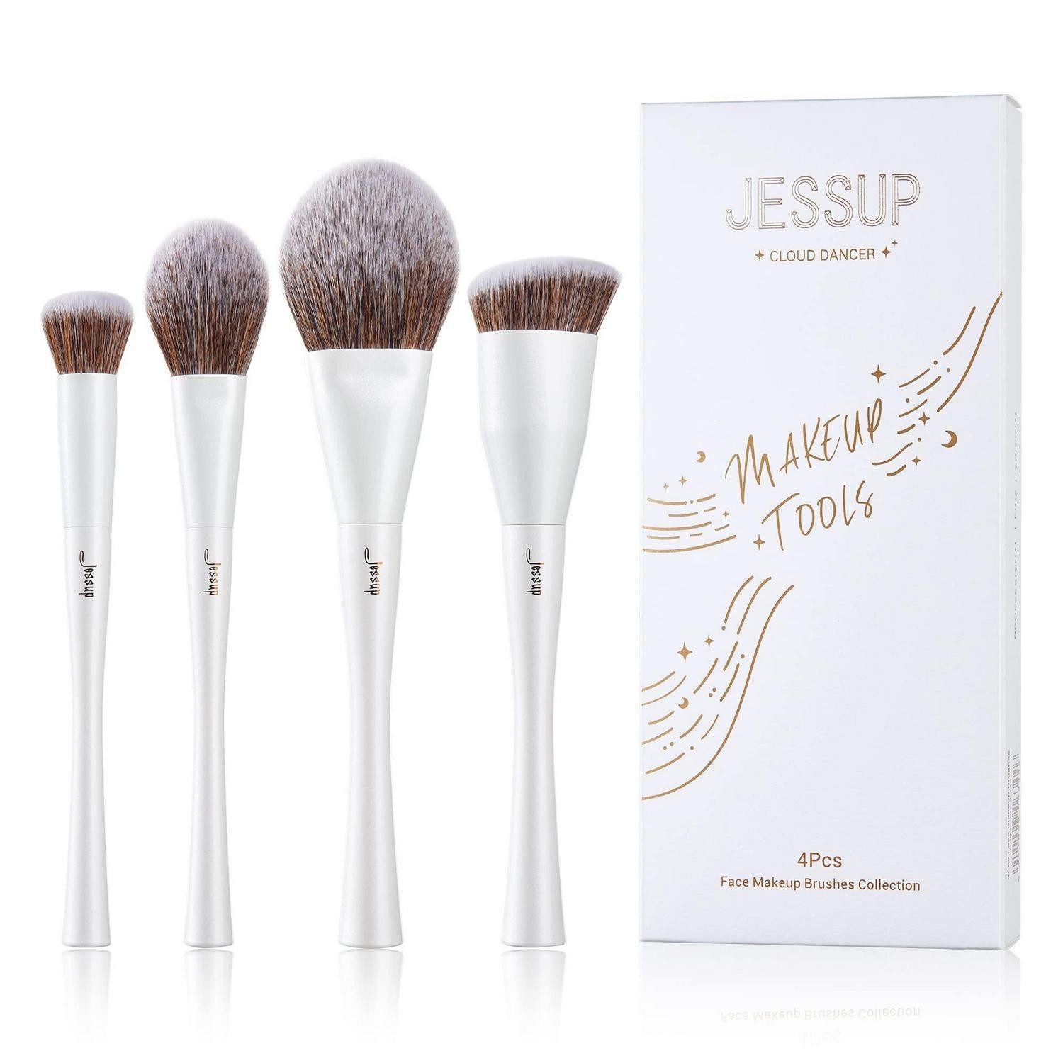 LuxusKollektion Kosmetikpinsel-Set Make-up Pinselset 4-teilig Perlweiss