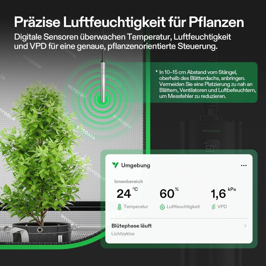 VIVOSUN Luftbefeuchter VIVOSUN AeroStream, 9 l Wassertank, Smart Control mit App-Anbindung