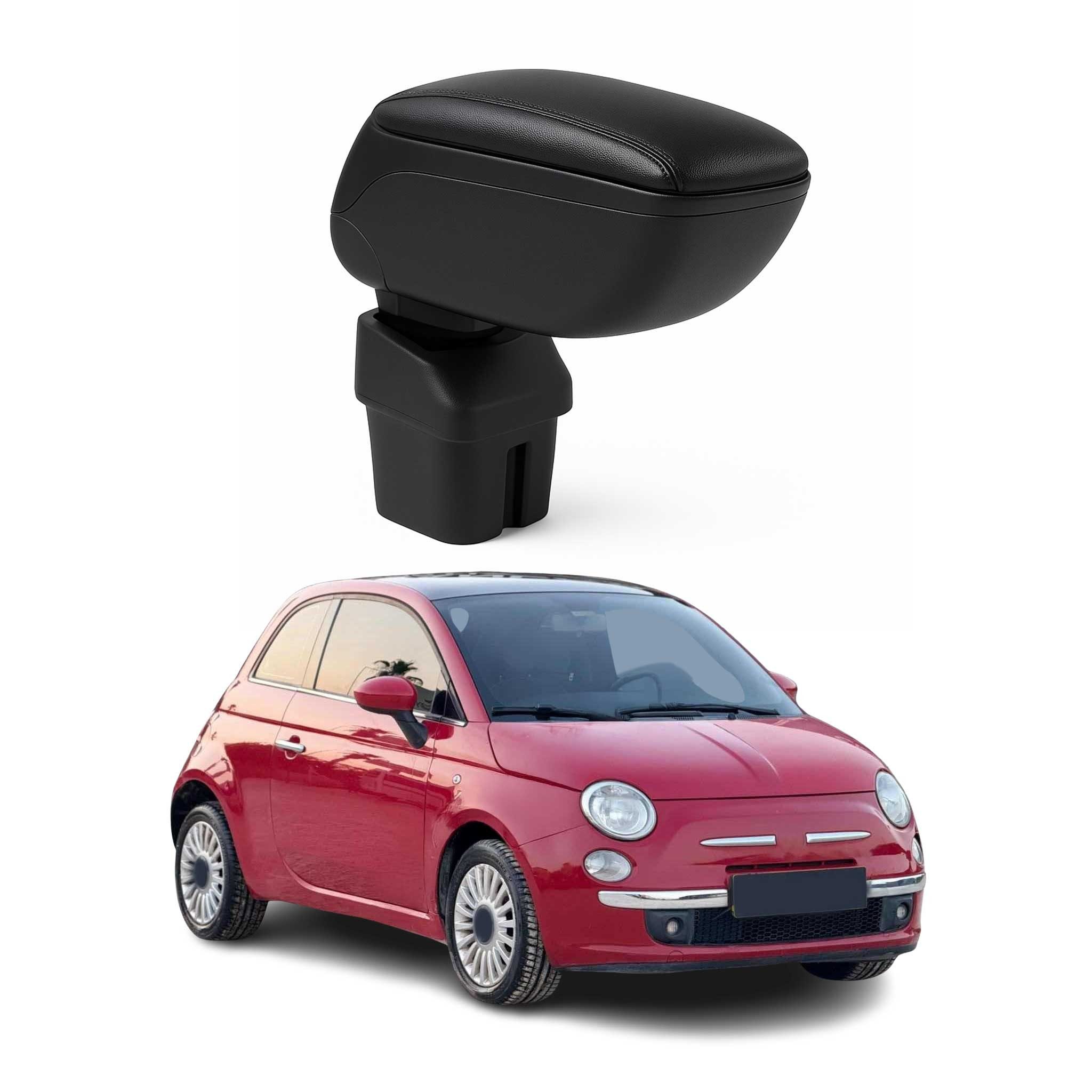 OMAC Armlehne Mittelarmlehne für Fiat 500 500C 2007-2015 mit adapter ABS Schwarz, Langlebig,Multifunktional,Einfache Installation
