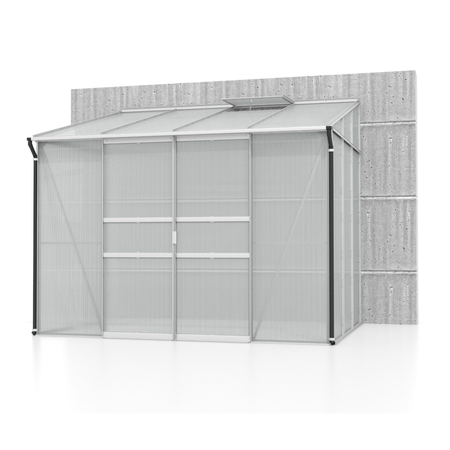 Vitavia Anlehngewächshaus Ida 5200, 4 mm Wandstärke, mit 4 oder 6 mm Hohlkammerplatten, inkl. Regenrinne