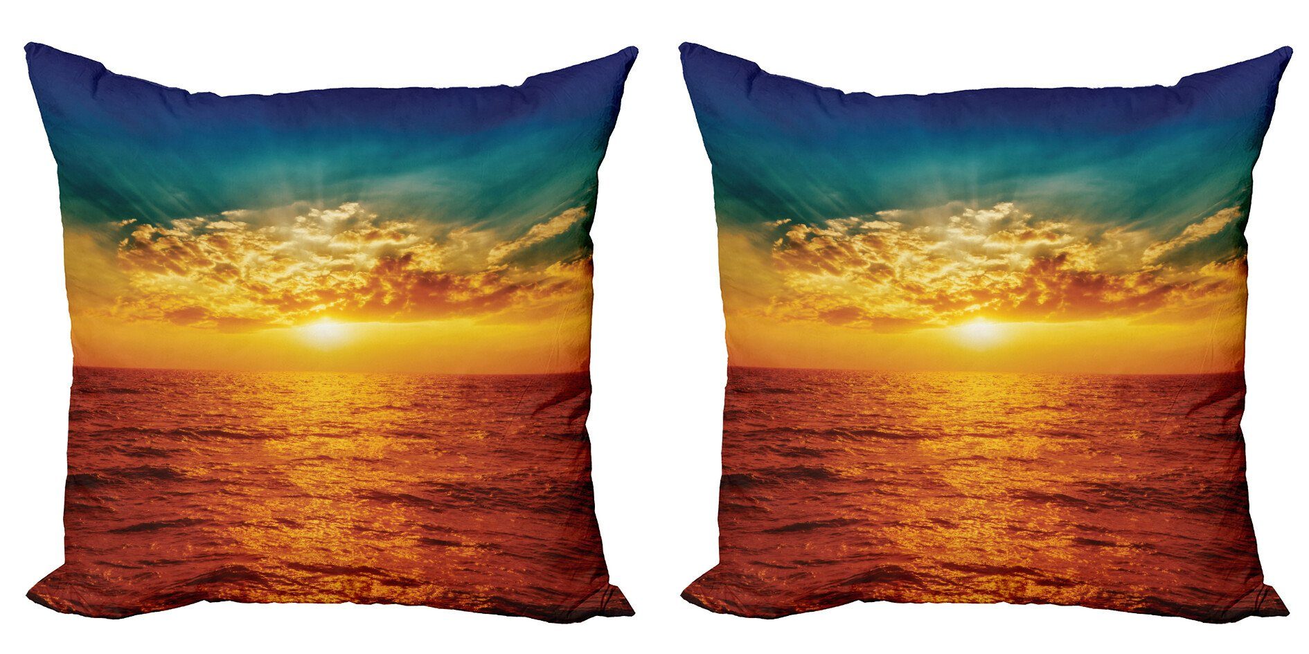 Abakuhaus Doppelseitiger Kissenbezüge (2 Wolken Stück), Modern Sonnenuntergang Meer Accent am Exotisch Digitaldruck,