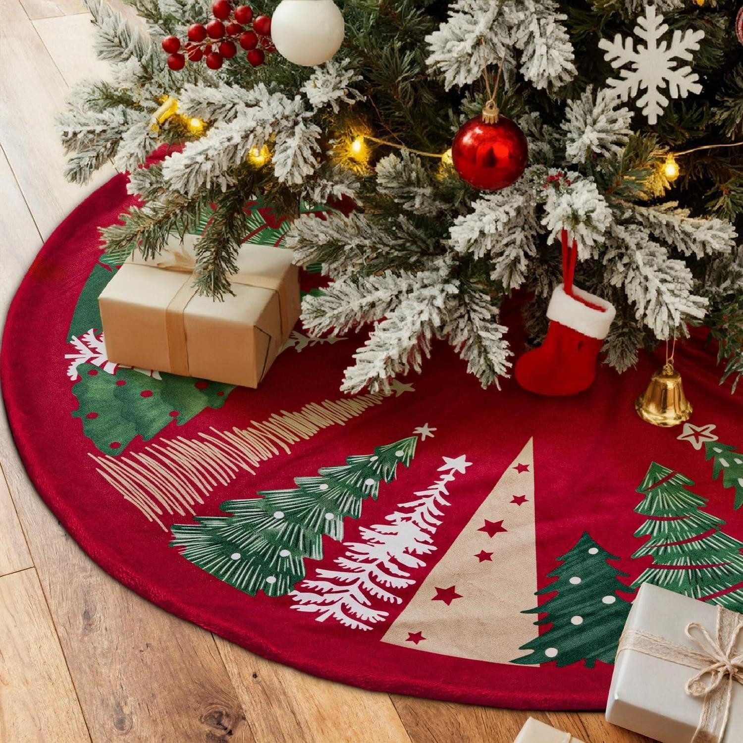 LuxusKollektion Weihnachtsbaumdecke Weihnachtsbaumdecke Samt 60cm Rot