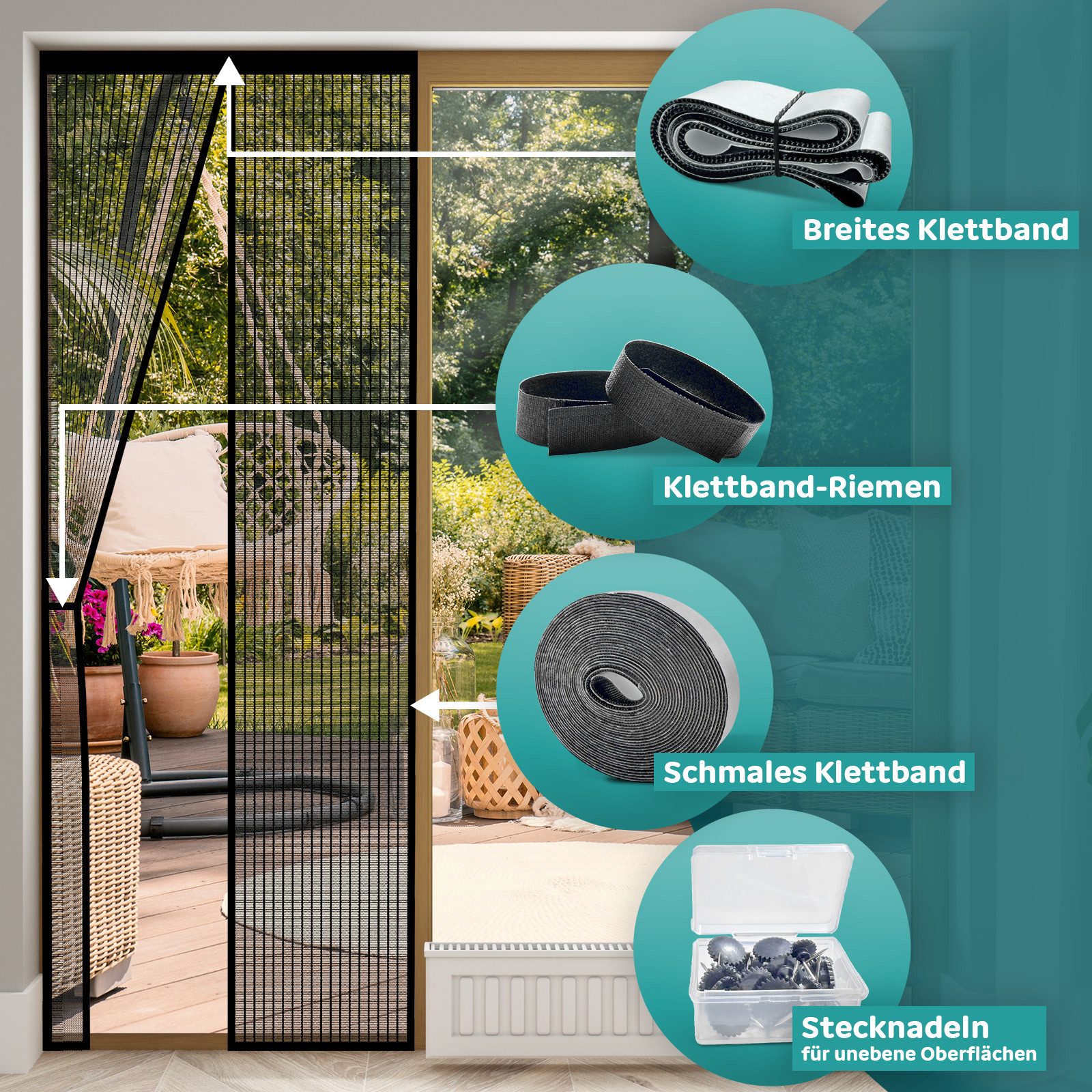 Midori Insektenschutz-Tür, Fliegengitter Balkontür Magnet-Vorhang 80x200cm Terrassentür