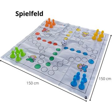 alldoro Spiel, XXL Ludo 60060, für drinnen und draußen, Spielfeld 1,50 x 1,50 m