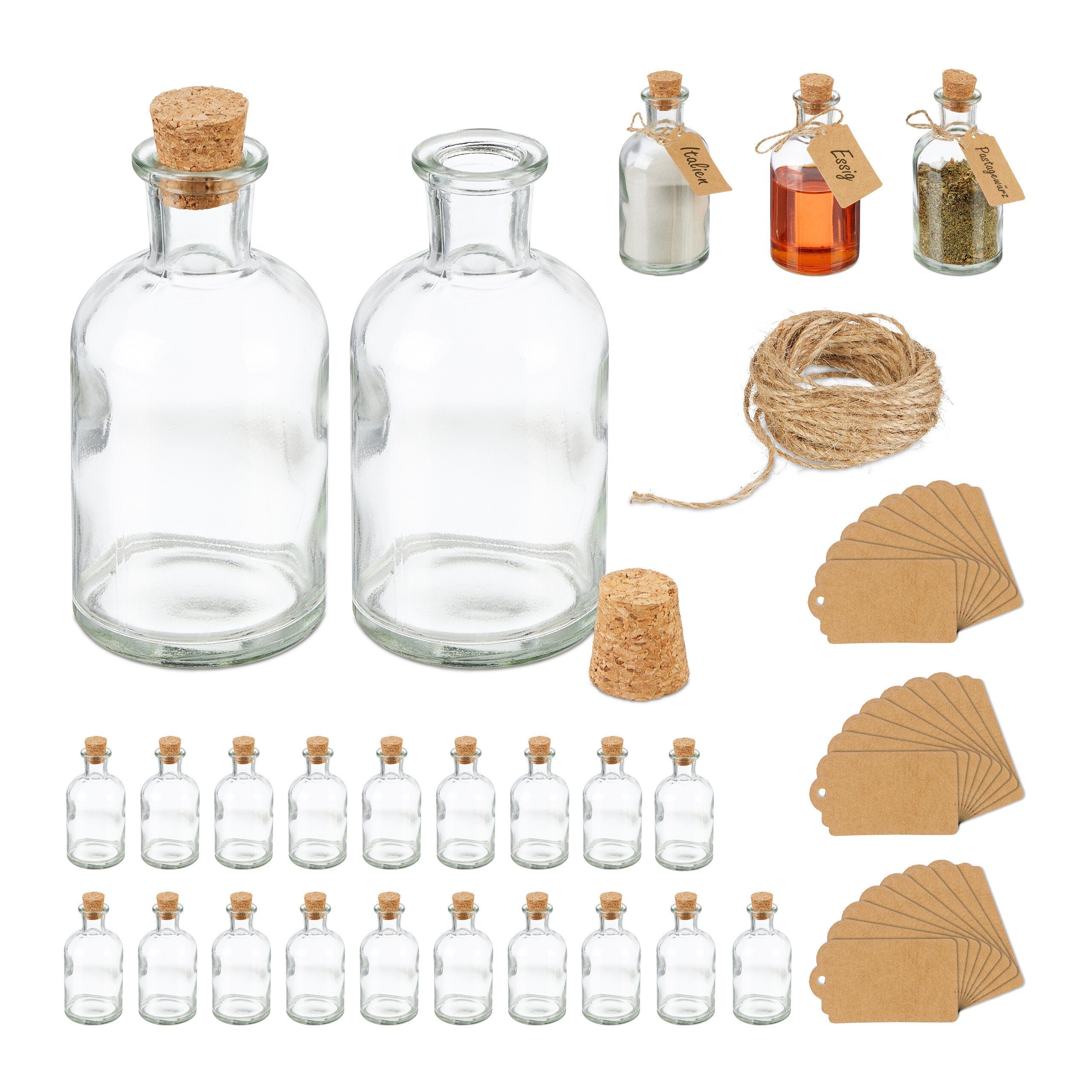 relaxdays Deko-Glas Dekogläser Set mit Korkdeckel (24er Set, 24 St., 24er S günstig online kaufen