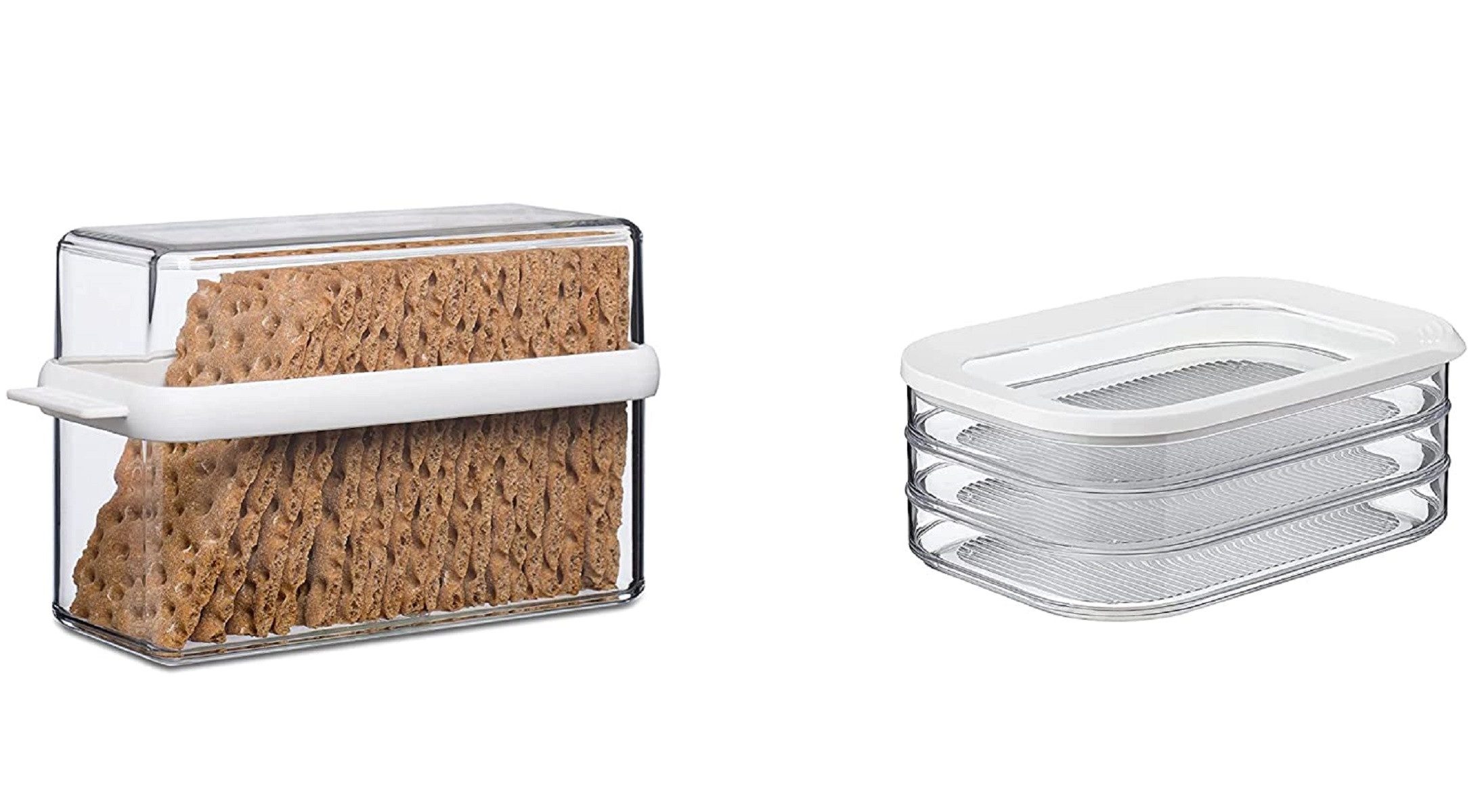Mepal Vorratsdose Vorratsdosen Frühstücks-Set 2-tlg Weiß für Knäckebrot & Wurst, Kunststoff, 3 separate Behälter, ideal für Kühlschrankaufbewahrung