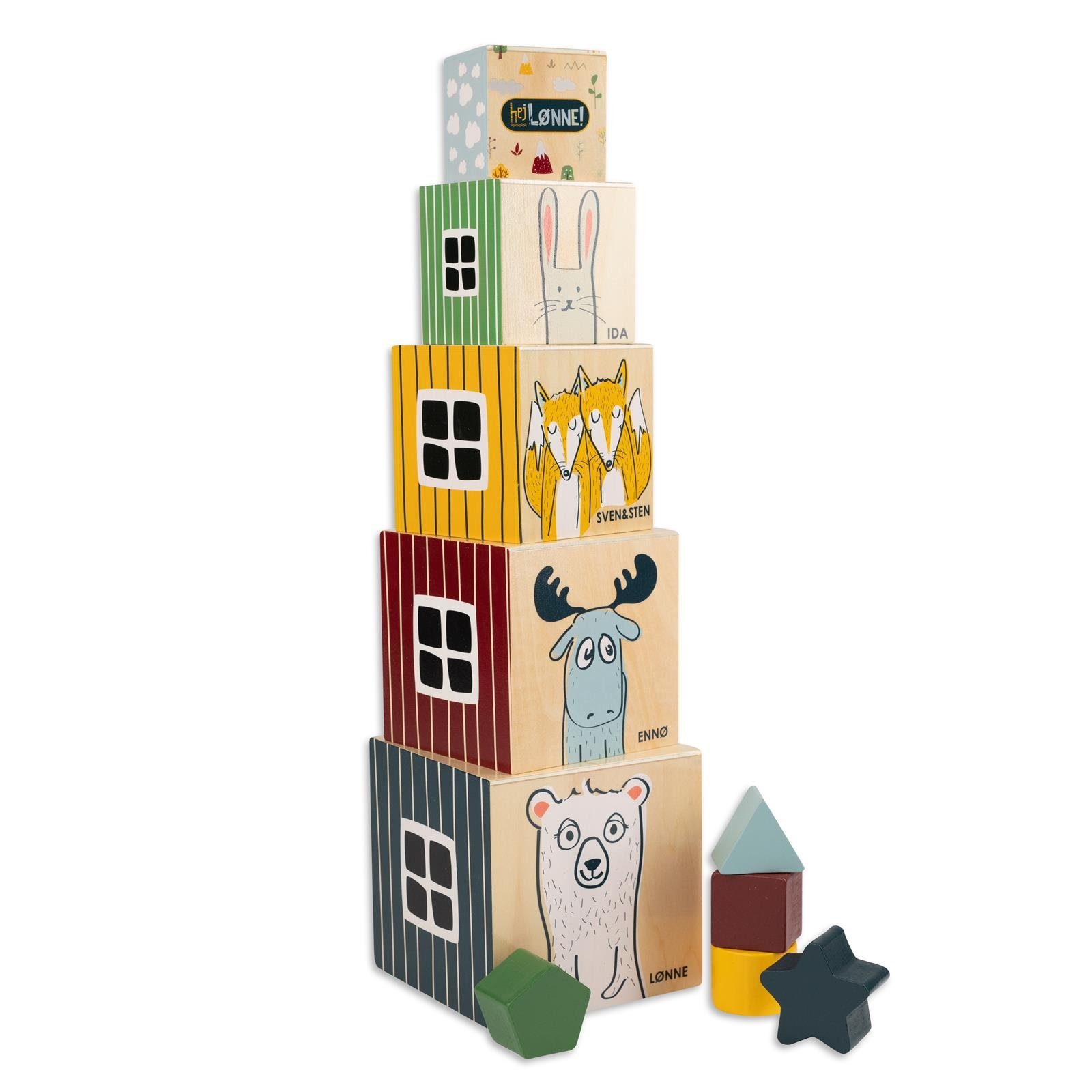 Stapelturm zur Würfel Kinder Zahlenverständnis Lønne Motorik Förderung und Stapelwürfel von Hej Spielzeug, Holz Stapelspielzeug