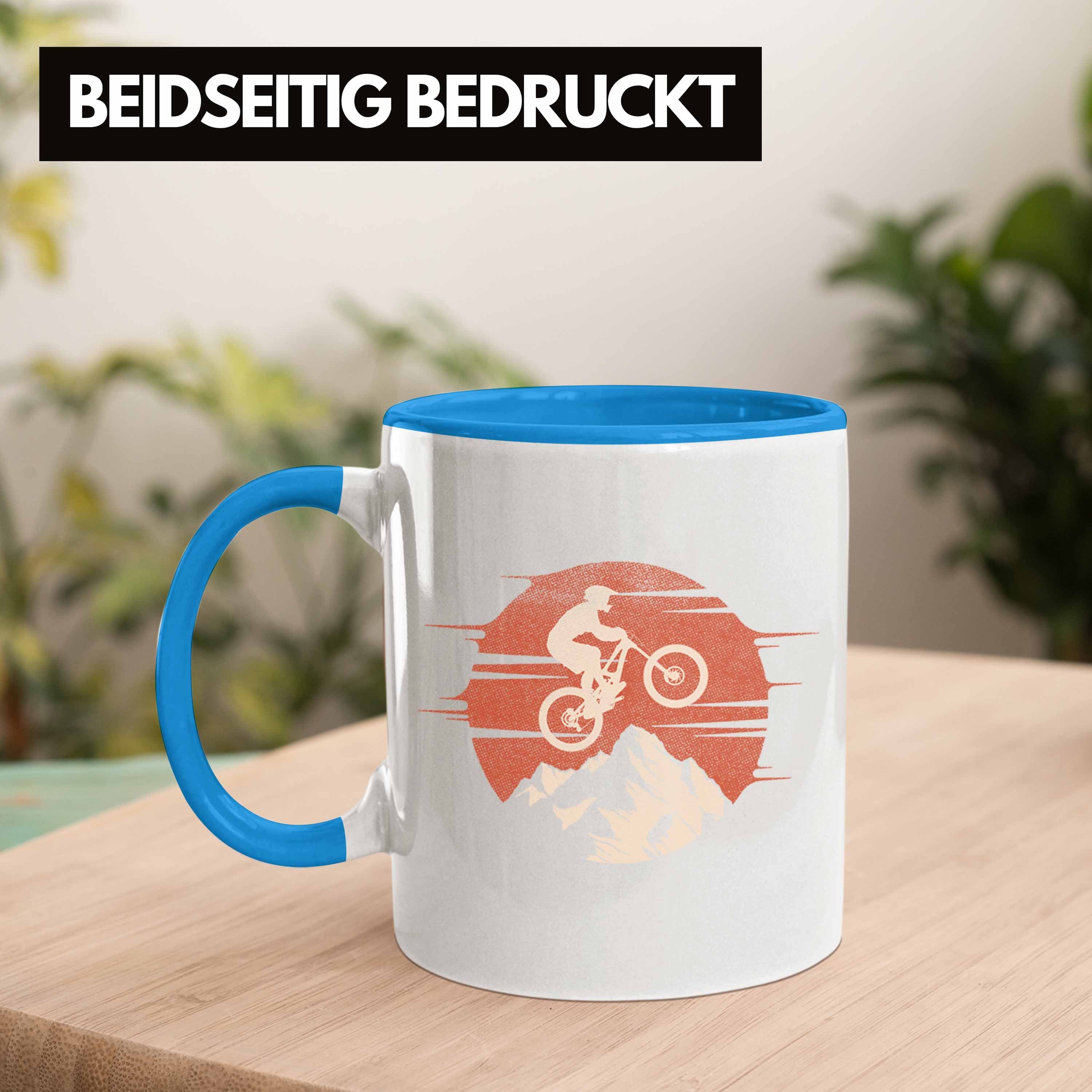 - Grafik Trendation Geschenk Tasse Blau Moutainbike Männer Kaffeetasse Geschenkidee Accessories Kinder Tasse MTB Trendation Mountainbiker