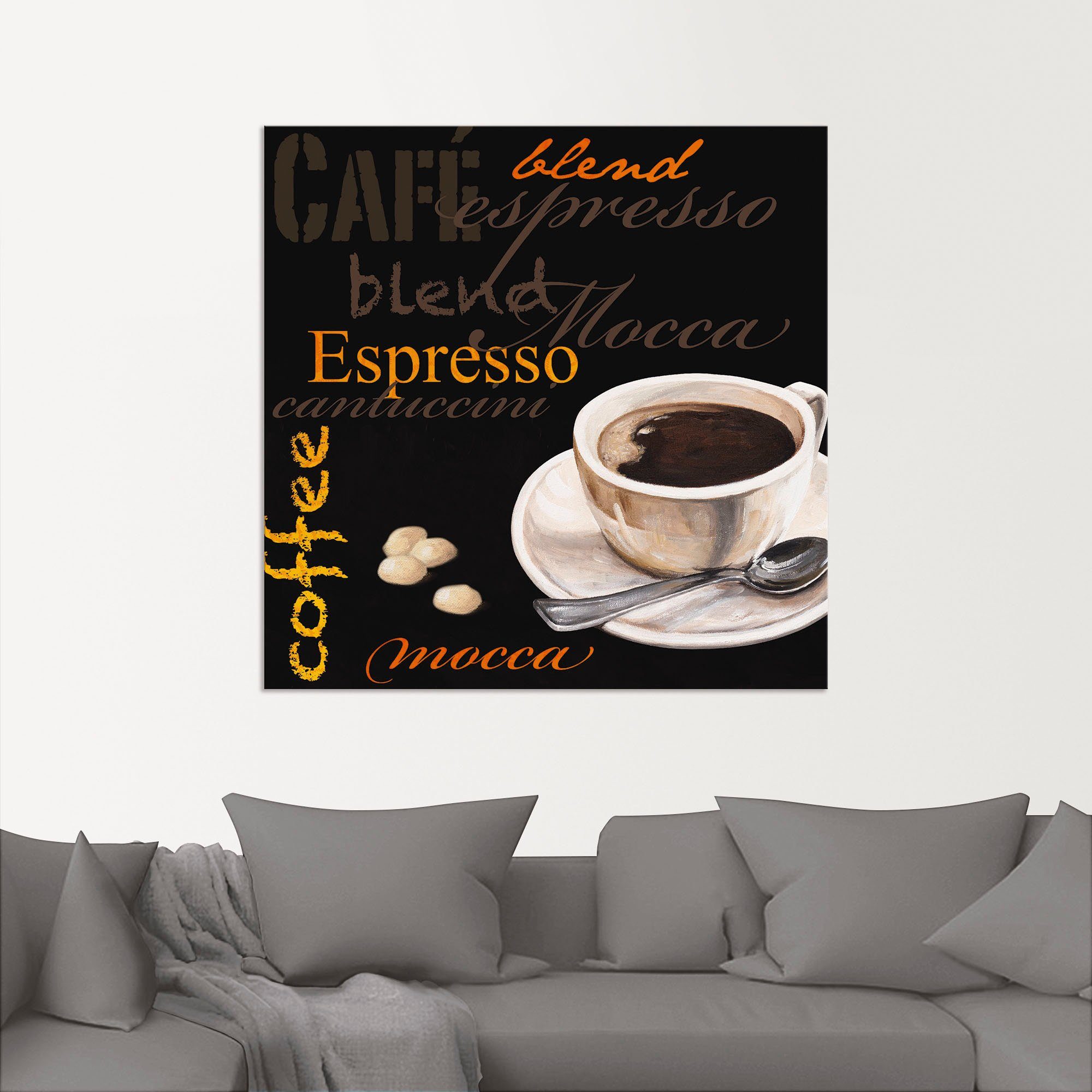 Kaffee St), Wandaufkleber Kaffee, - (1 in Alubild, Leinwandbild, versch. Poster Artland als oder Espresso Bilder Größen Wandbild