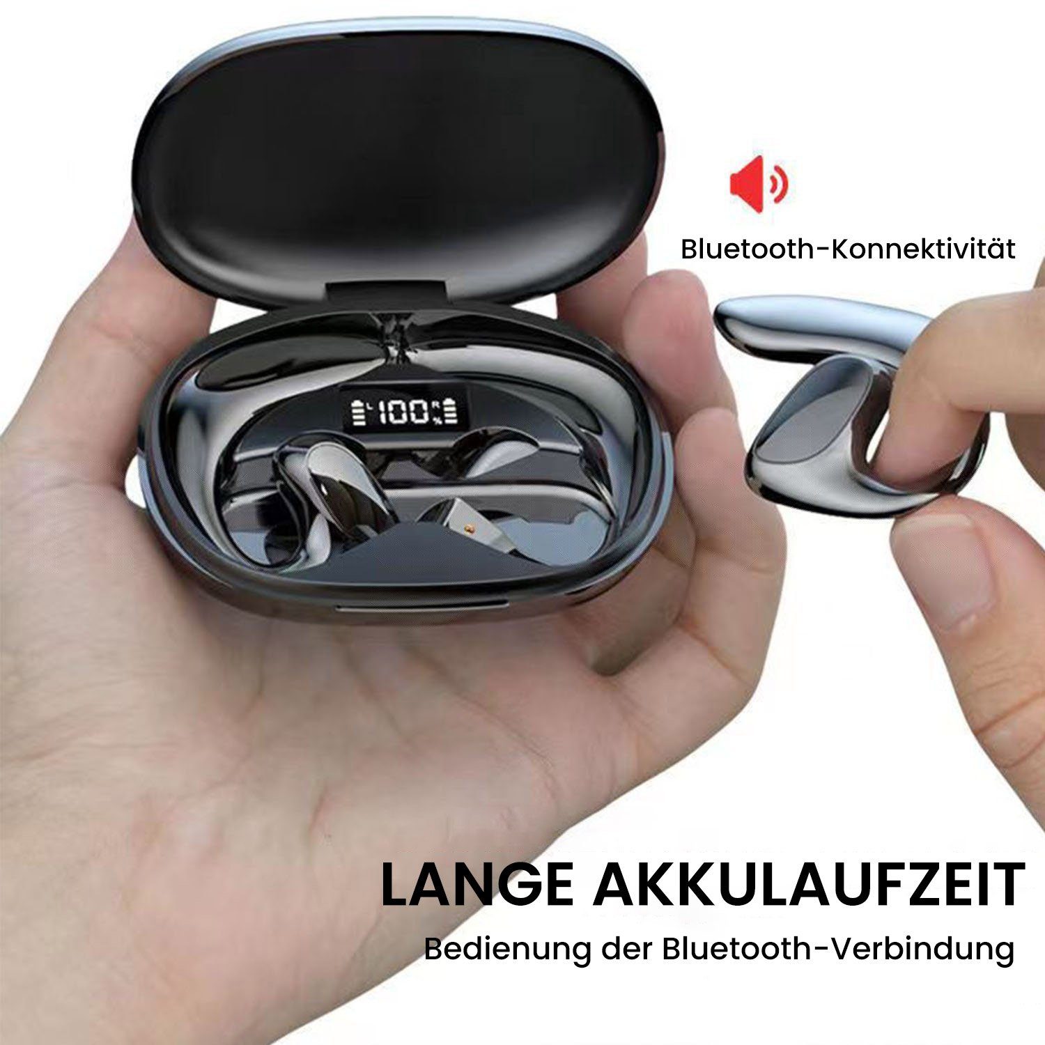 MAGICSHE Knochenleitungs-Headset 5.1 Bluetooth-Kopfhörer Schwarz (Bluetooth)