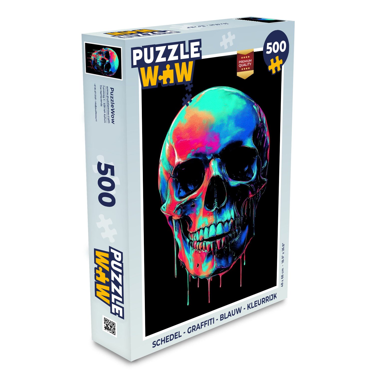 MuchoWow Puzzle Totenkopf - Graffiti - Blau - Farbenfroh, 500 Puzzleteile, Foto-Puzzle, Bilderrätsel, Puzzlespiele, Spielzeug