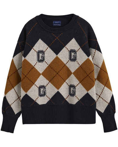 Gant Strickpullover Rundhals-Pullover mit Argyle-Muster