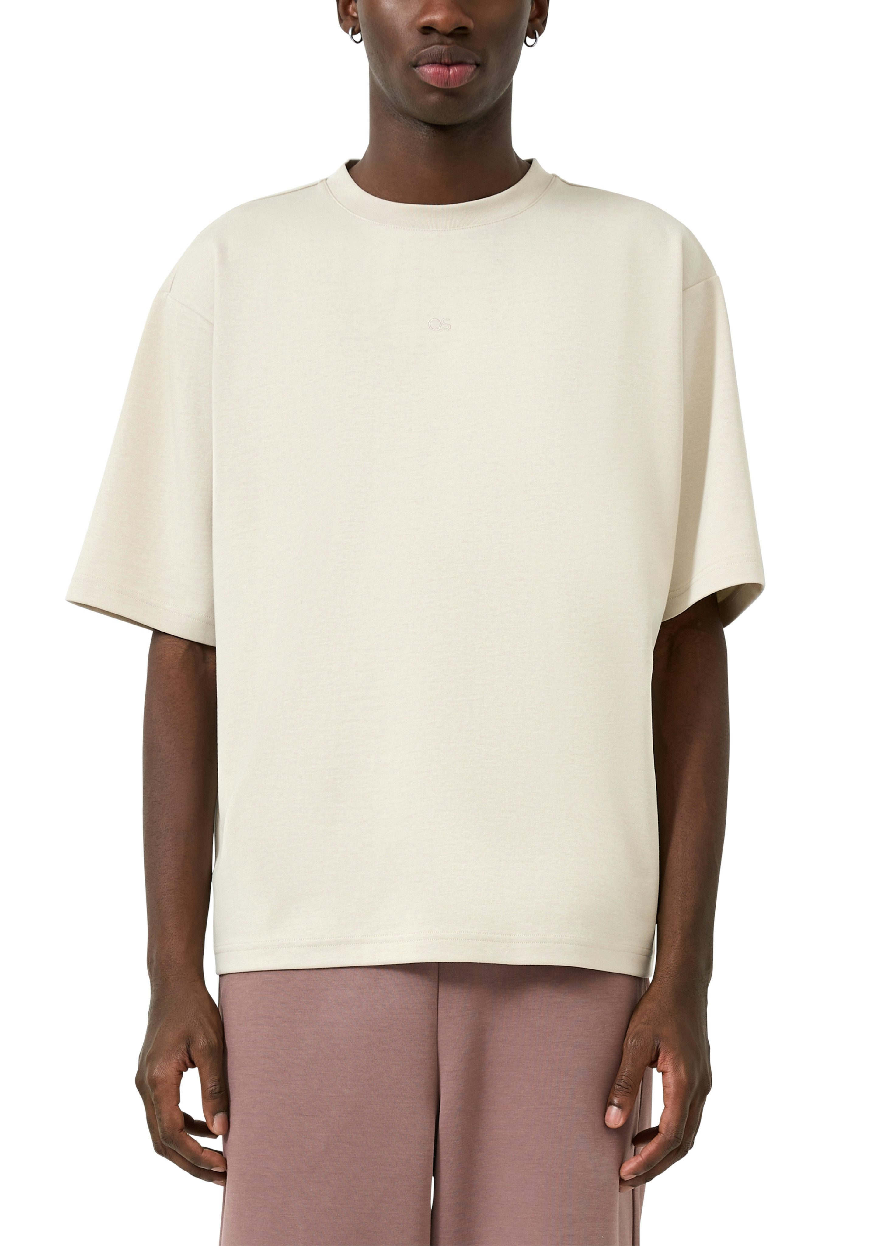 QS Kurzarmshirt mit kleiner Logo-Stickerei