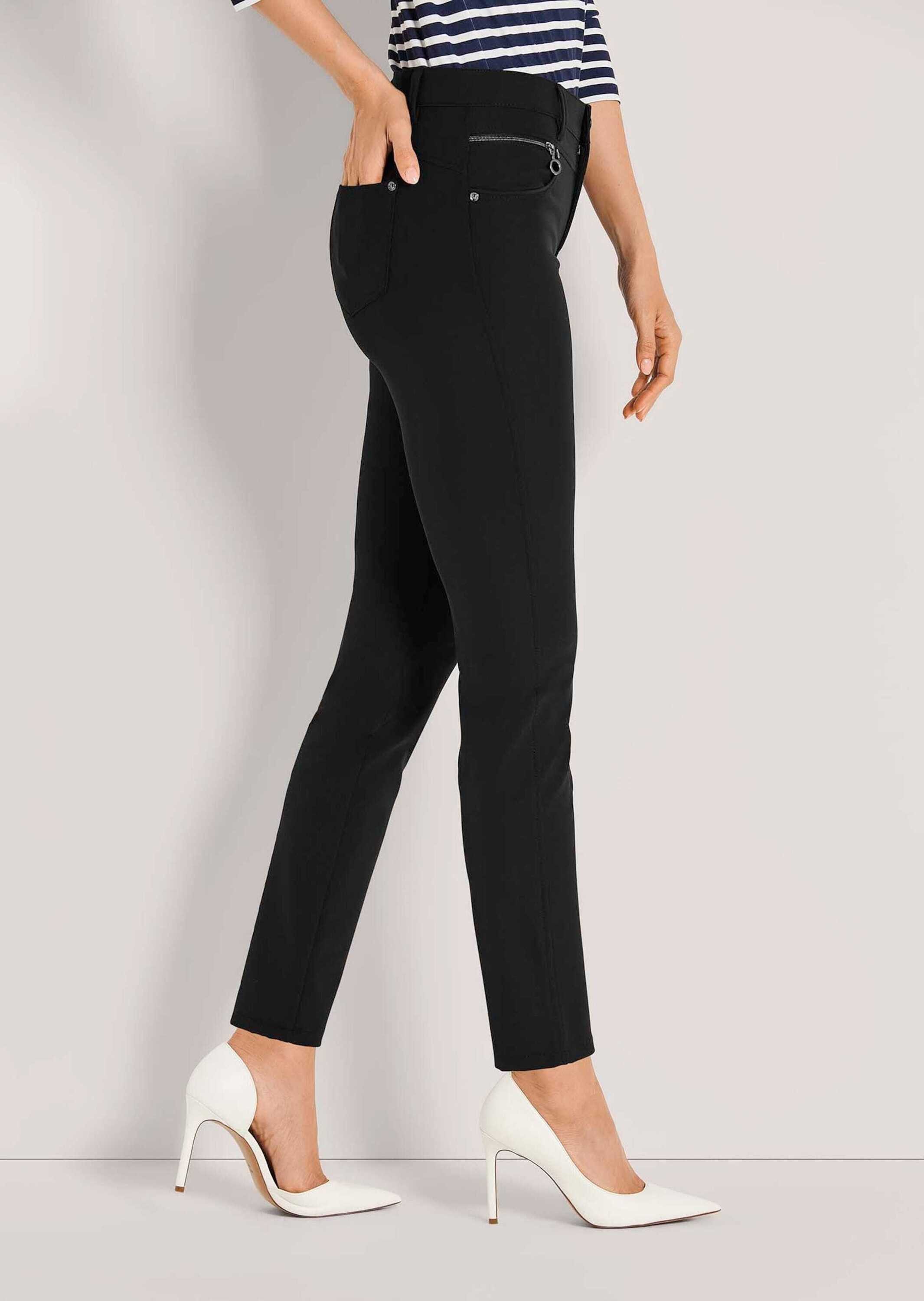 MADELEINE Stoffhose Kurzgröße: Slim Fit Stretchhose mit Taschen Schlanker Schnitt mit Reißverschluss-Details, mittlere Bundhöhe