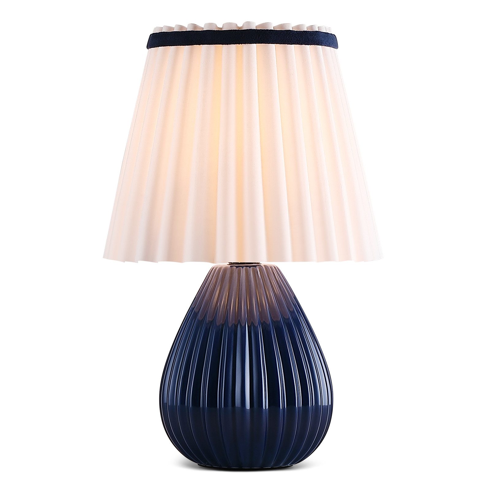 STANBOW Tischleuchte Tischlampe mit Keramikfuß, Nachttischlampe, Schlaf-/Wohnzimmer, Blau, ohne Leuchtmittel, Ein-/Ausschalter, Nachttisch & Sideboard & Esstisch, Modern, Landhaus