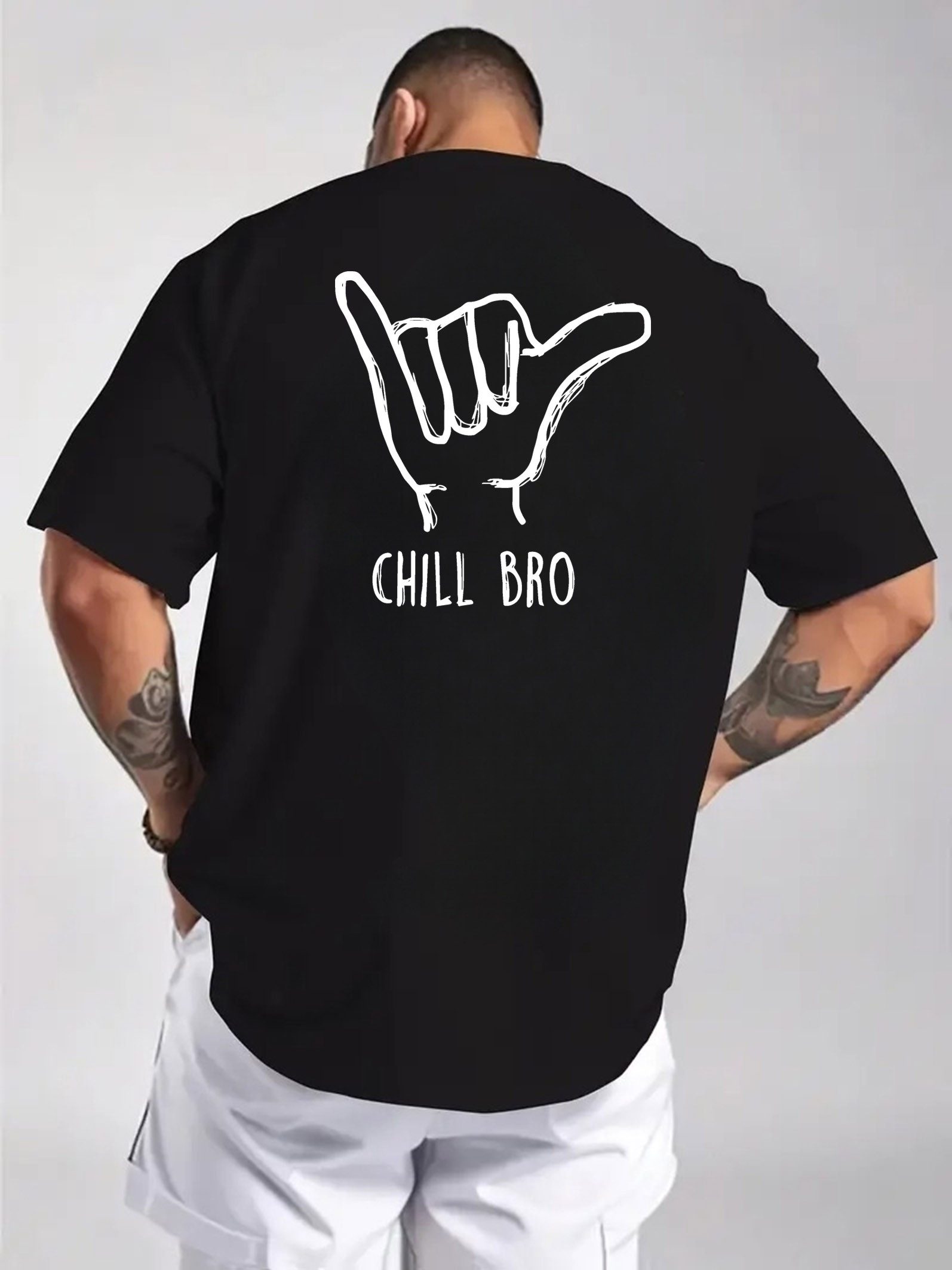 Banco T-Shirt Herren T-Shirt CHILL BRO - Casual Printshirt in Weiß und Schw günstig online kaufen