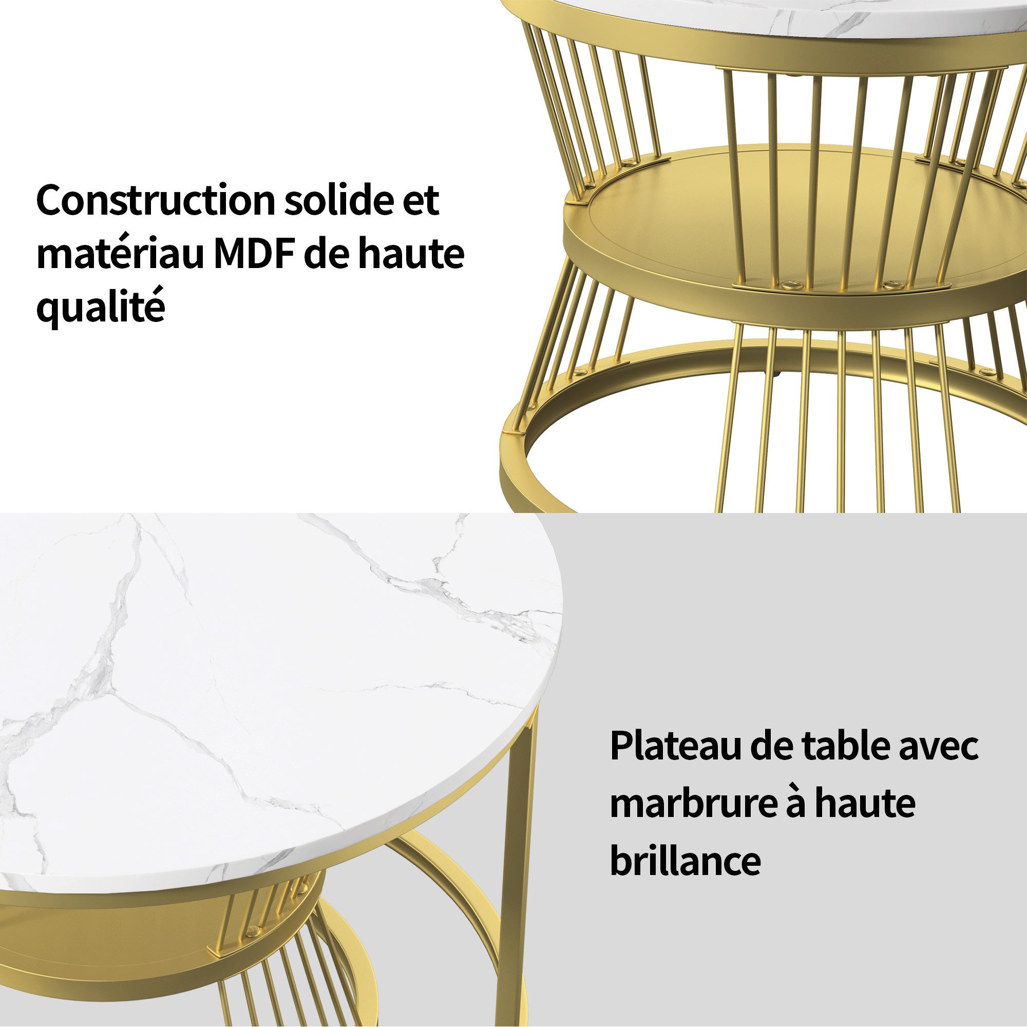PXloue Couchtisch Satztisch Beistelltisch stapelbarer Sofatisch, mit Bodenschutz (Ideal für Wohnzimmer & Büro, Platzsparendes stapelbares Design), Großer Tisch: 80 x 45 cm,Kleiner Tisch: 60 x 33 cm