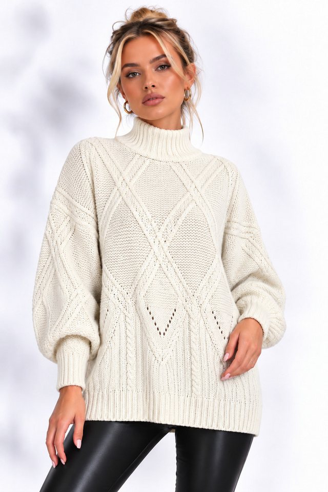 Worldclassca Strickpullover WORLDCLASSCA Oversize Strickpulllover Zopf Muster mit Stehkragen Neue Kollektion - Stilvolle und gemütliche …