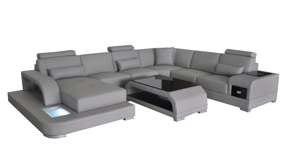 JVmoebel Ecksofa, Eck Ecke Sitz Leder Wohnlandschaft Polster Moderne Couch Sofa Form U