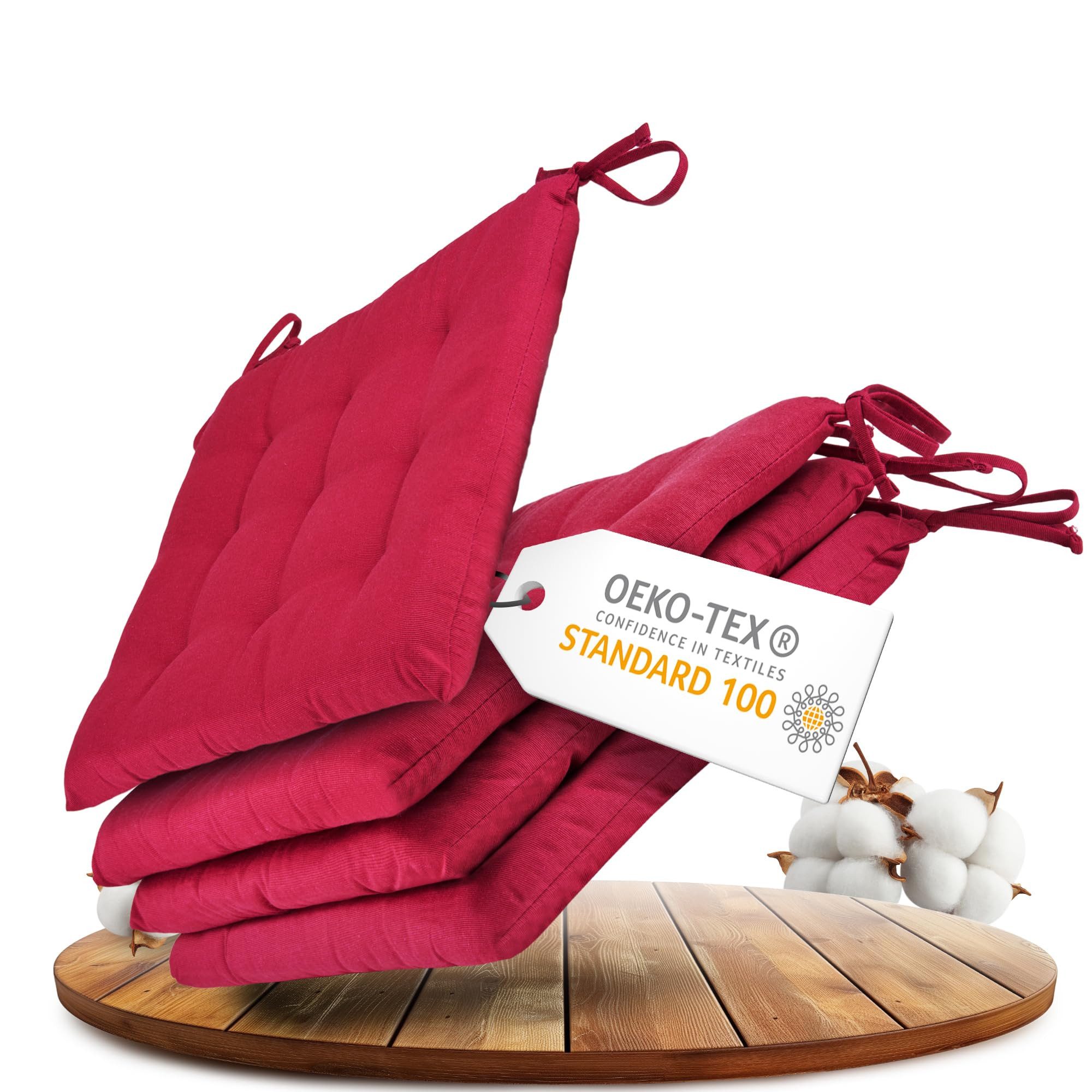 Gräfenstayn Stuhlkissen - 4er Set Sitzkissen 40×40 cm mit Haltebändern - In günstig online kaufen