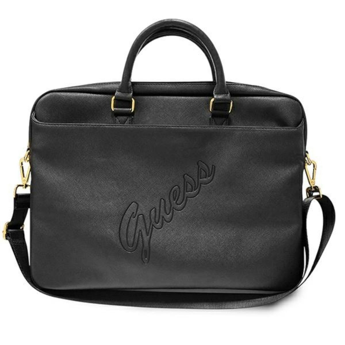 Guess Laptop-Hülle Guess Saffiano Script Collection Universal Handtasche für Notebook Schwarz mit Muster