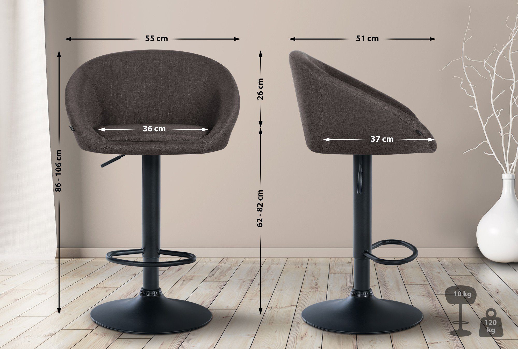 CLP Barhocker Davie Stoff, höhenverstellbar und drehbar günstig online kaufen