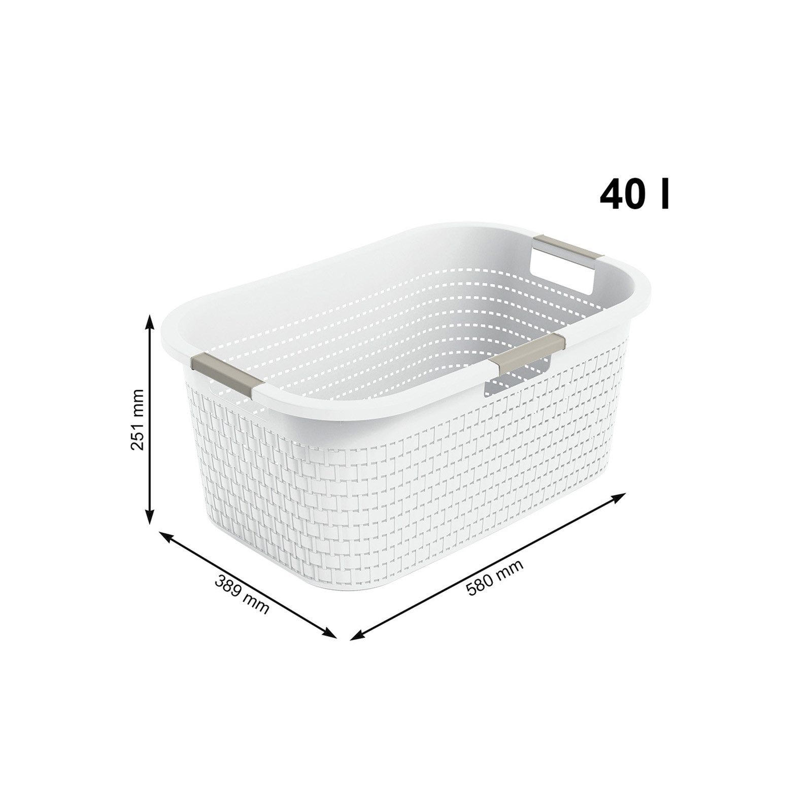 ROTHO Wäschekorb Wäschebox 40L COUNTRY, ergonomische Wäschebehälter mit Griffe, Rattan-Oberfläche ermöglicht Luftzirkulation im Korb – Bild 3 von 5