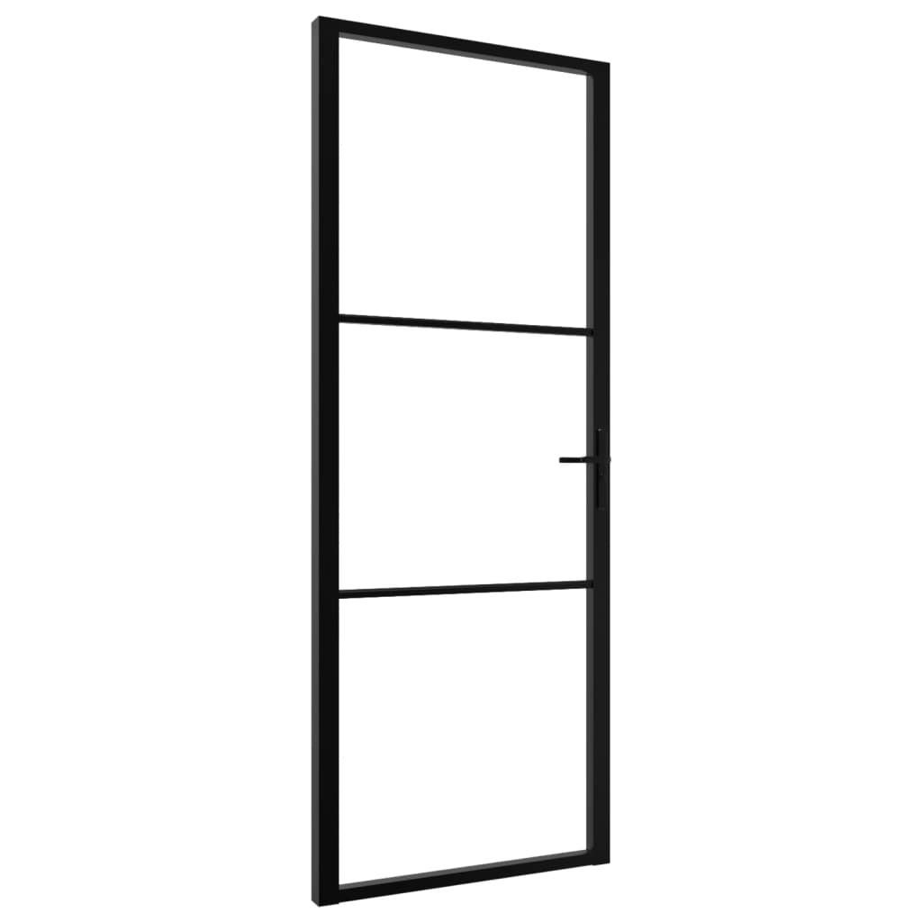 vidaXL Haustür Innentür ESG Glas und Aluminium 76x201,5 cm Schwarz (1-St)
