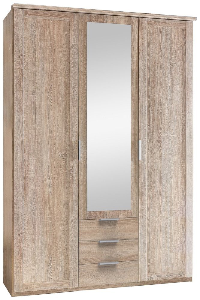 Stylefy Drehtürenschrank Clara (Kleiderschrank, Mehrzweckschrank) 2-türig, aus Holzwerkstoff, mit Spiegel, Modern Design, viel Stauraum, variabel stellbar, mit Schubladen Sonoma Eiche Optik