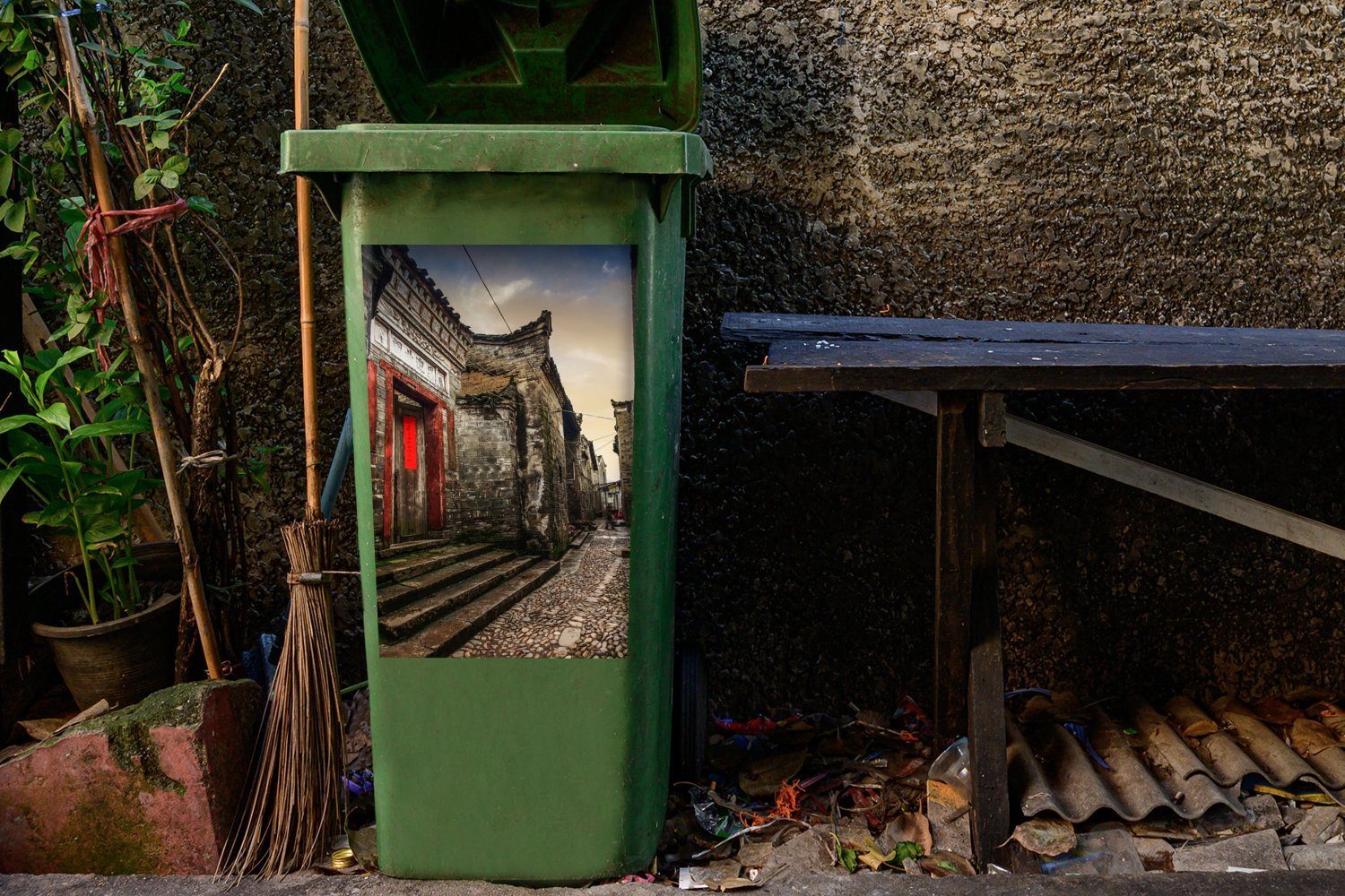 Mülleimer-aufkleber, Stadt St), Altes Liuken Dorf MuchoWow Abfalbehälter Mülltonne, chinesischen Wandsticker (1 in der Sticker, Fuzhou Container,