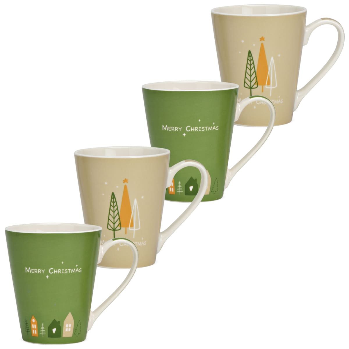 Tasse Große Weihnachts-Tassen mit Spruch 4er Set Porzellan 9 cm, 380 ml
