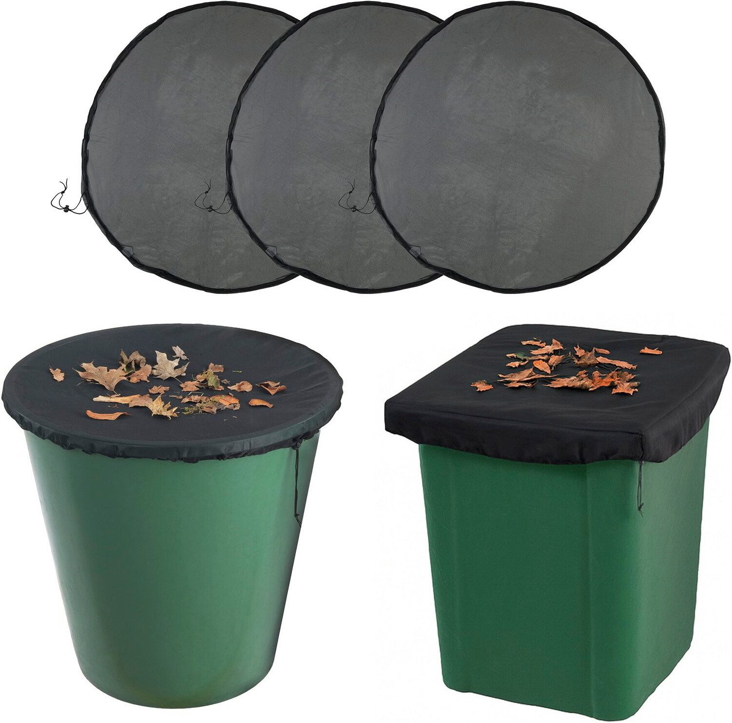 Maximex Regentonnendeckel Regentonnennetz, Ø 95 cm, (Set, 3-tlg), gegen Schmutz, Blätter und Ungeziefer, mit Zugband