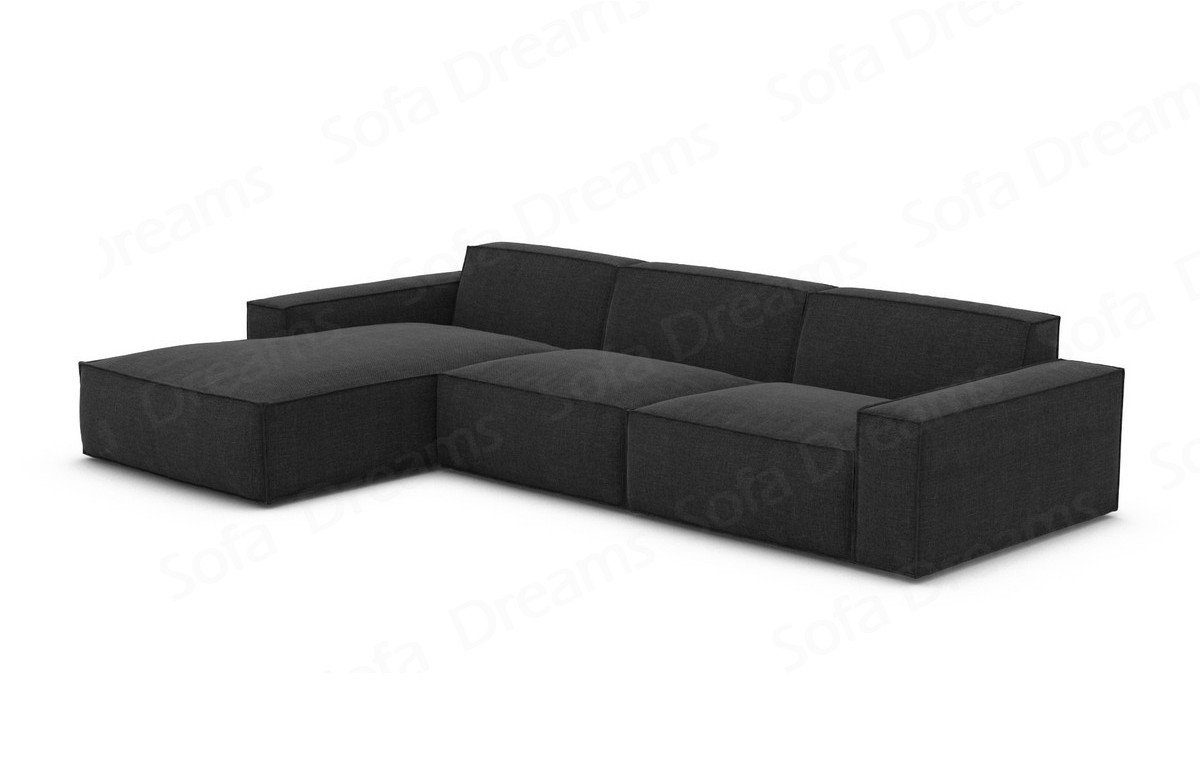 Mini mit Sofa Stoffsofa, schwarz99 Eckcouch Dreams Polsterecksofa Ecksofa Formenta L Strukturstoff Stoff mane Sofa Sofa Designer