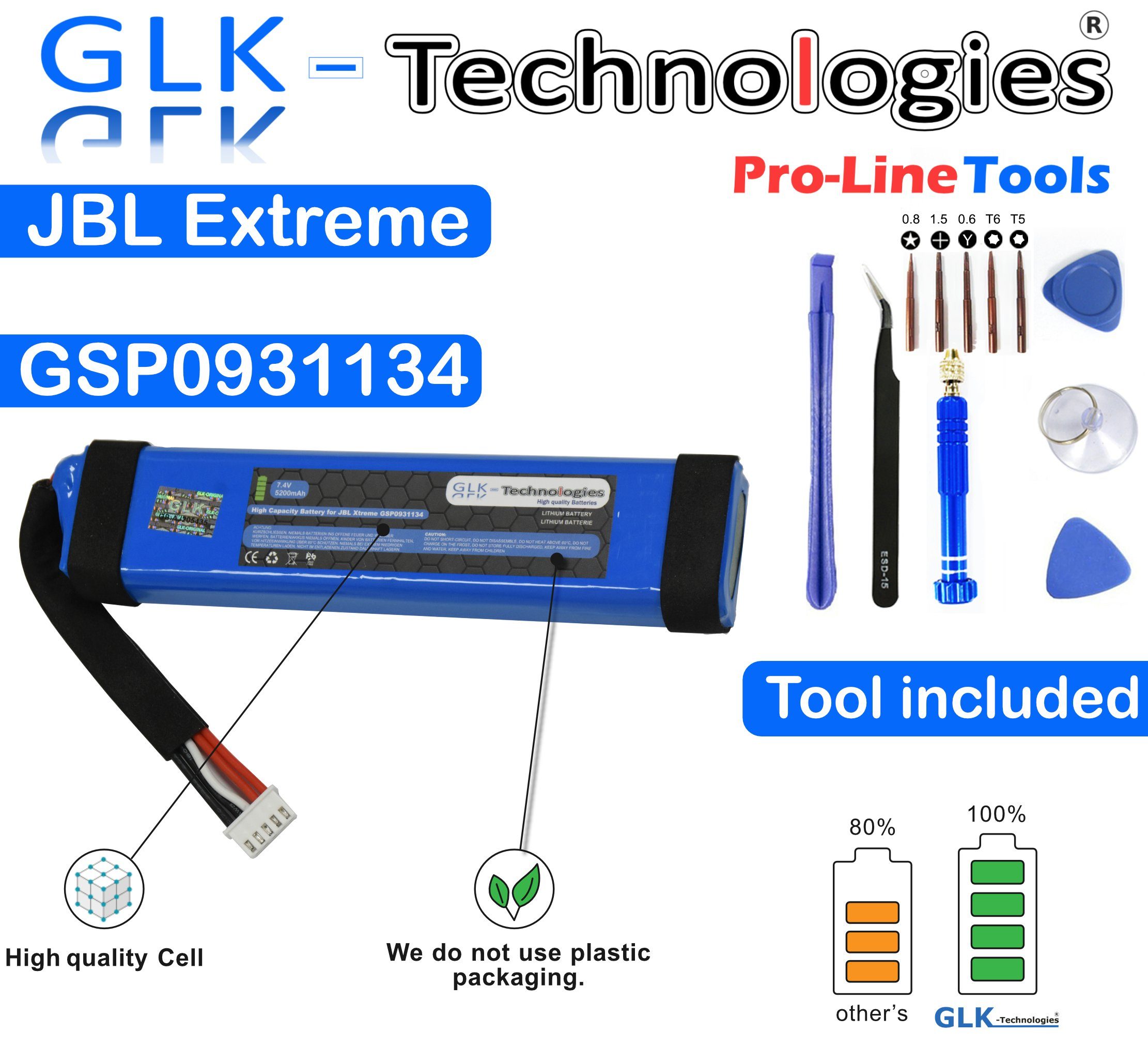 Akku Battery GLK-Technologies GSP0931134 Bluetooth Lautsprecher für JBL 1 GLK Akku Extreme