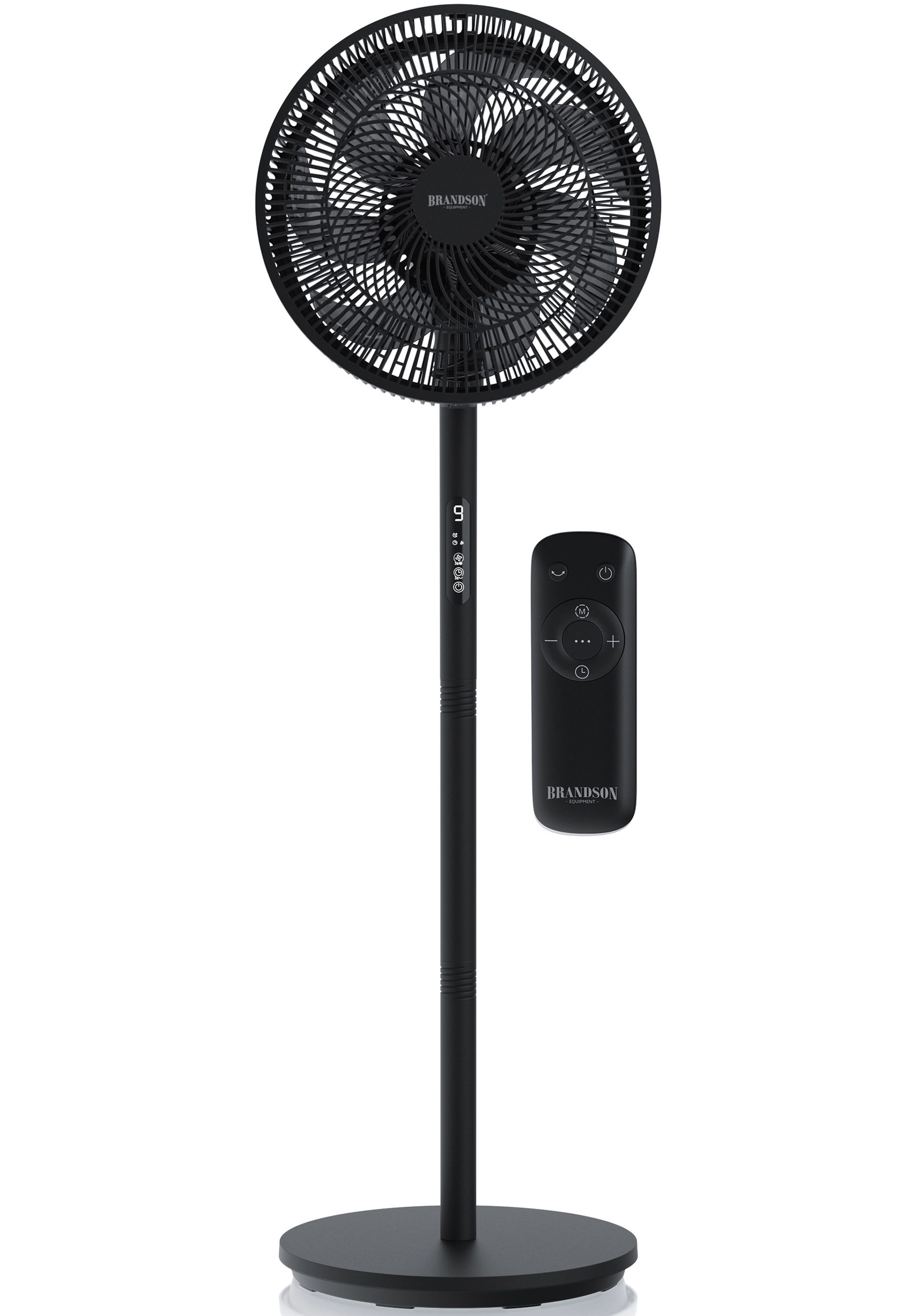 Brandson Standventilator DC, leise, energiesparend, NTV Sieger 2026, Fernbedienung, 30 Watt, 39.8 cm Durchmesser, Oszillation, Timer, 9 Geschwindigkeitsstufen, Lüfter, höhenverstellbar