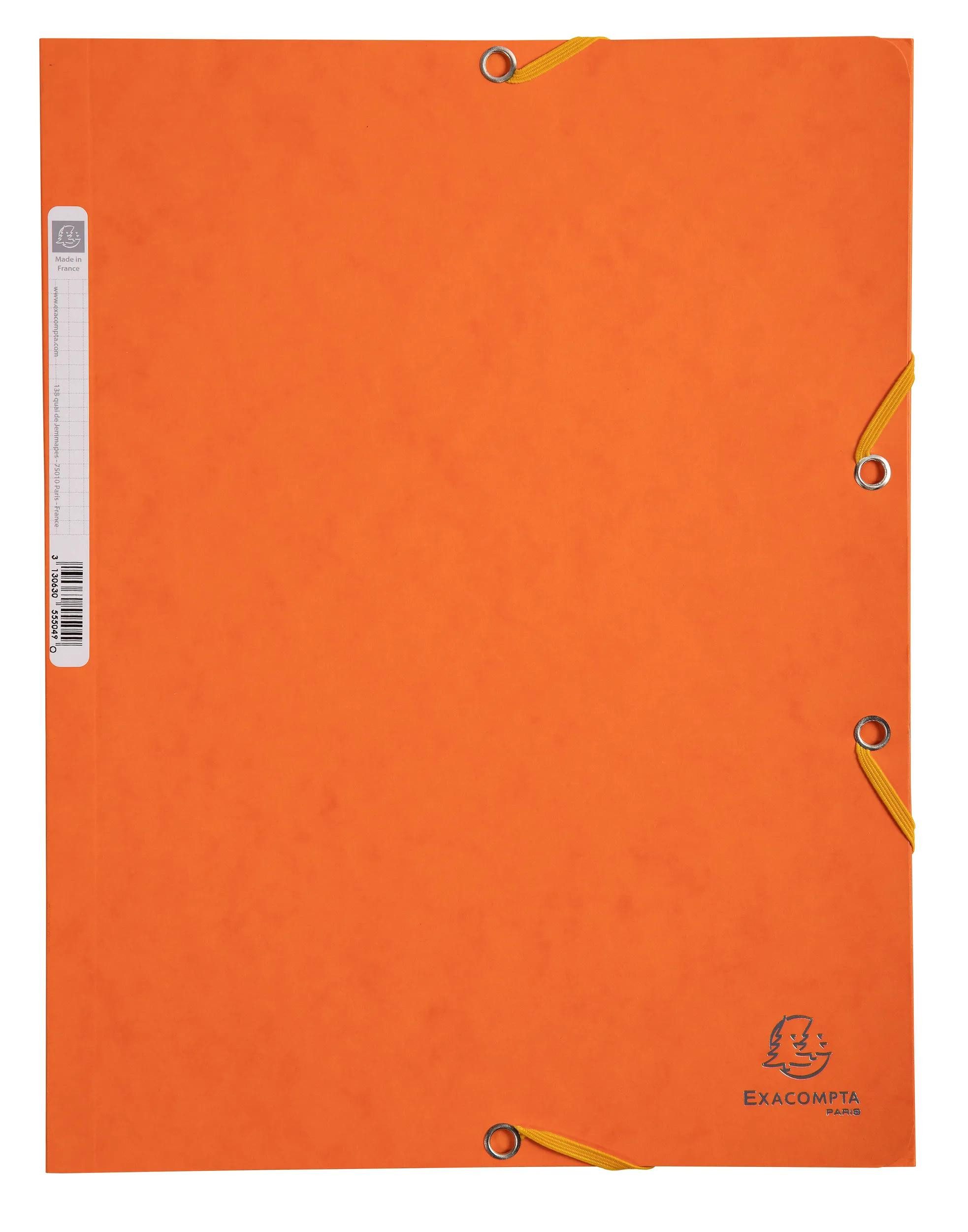 EXACOMPTA Organisationsmappe 25x Sammelmappe + Gummizug 3 Klappen Karton 400g/m2 A4 Orange 55504E, Mappen