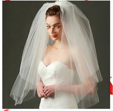 UNDOE Schleier Kopftuch Brautschleier, Mehrschichtiger Braut Schleier (1-tlg)