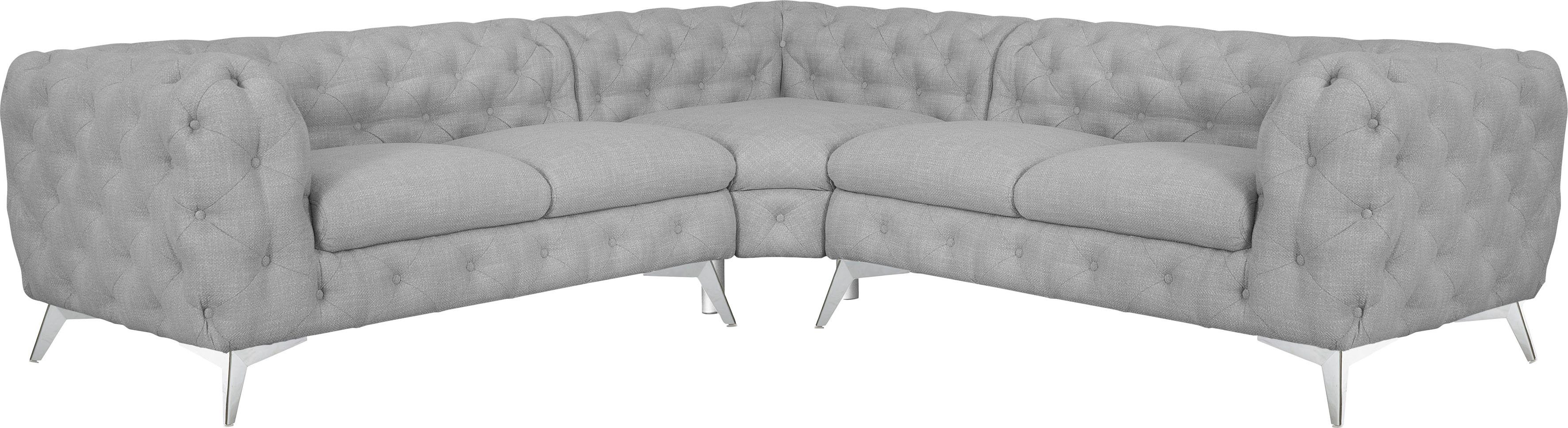 Leonique Chesterfield-Sofa "Ecksofa GLYNIS L-Form mit Wellenunterfederung, günstig online kaufen