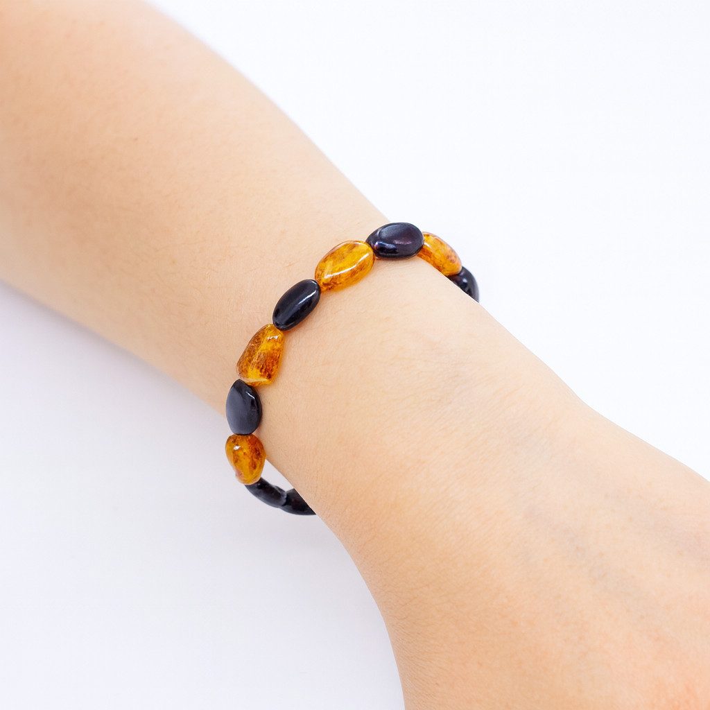 M-Punkt24 Armband 100% Echter Bernstein (glänzend poliert, mit Gummiband, m günstig online kaufen