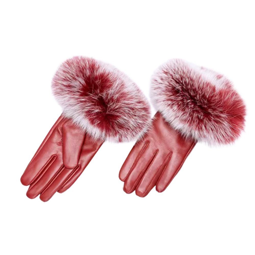Zimtky Abendhandschuhe Damen Handschuhe Herbst/Winter warm und mit Fleece gefüttert rosarot