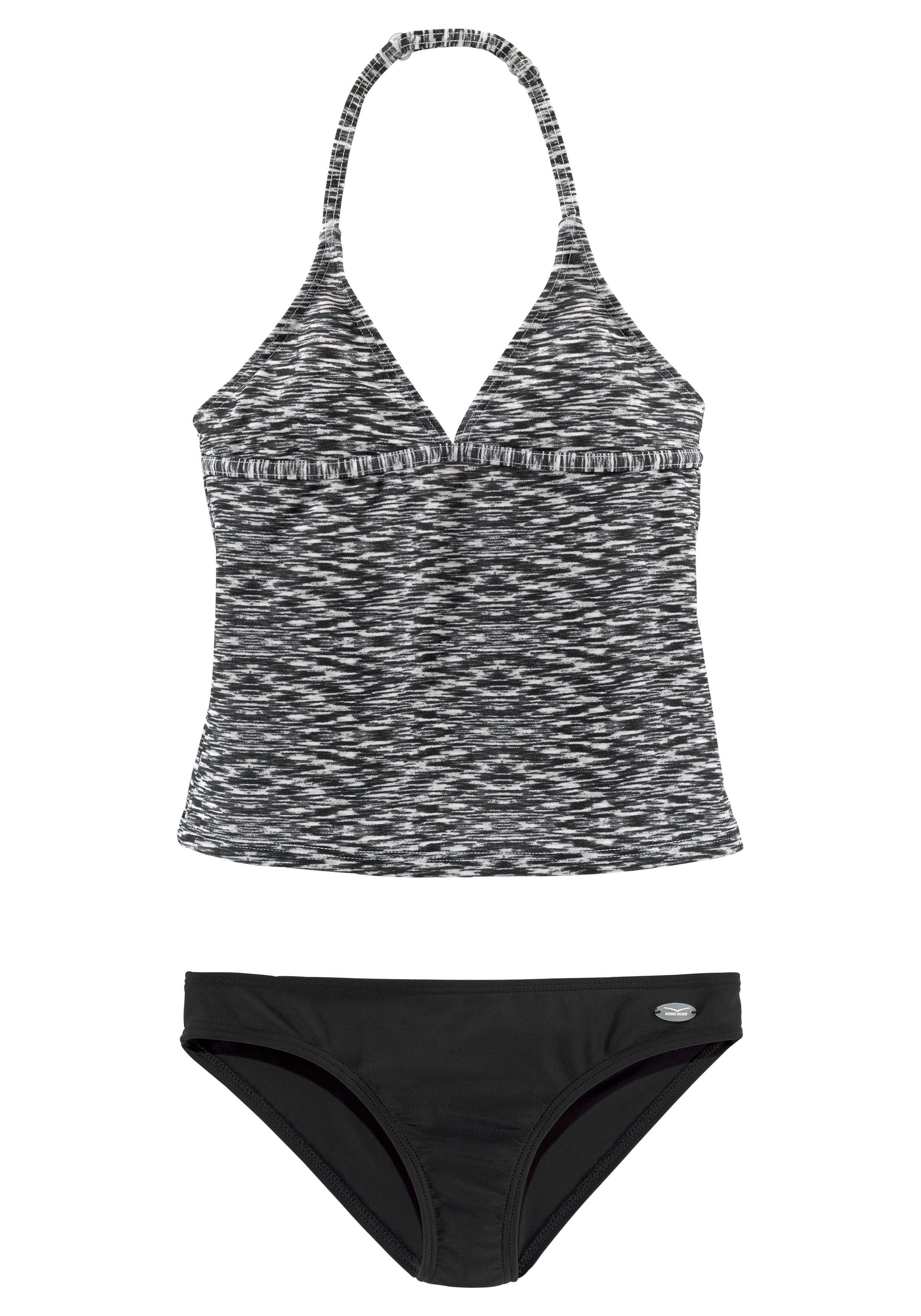 Venice Tankini Beach schwarz-weiß in Melange-Optik