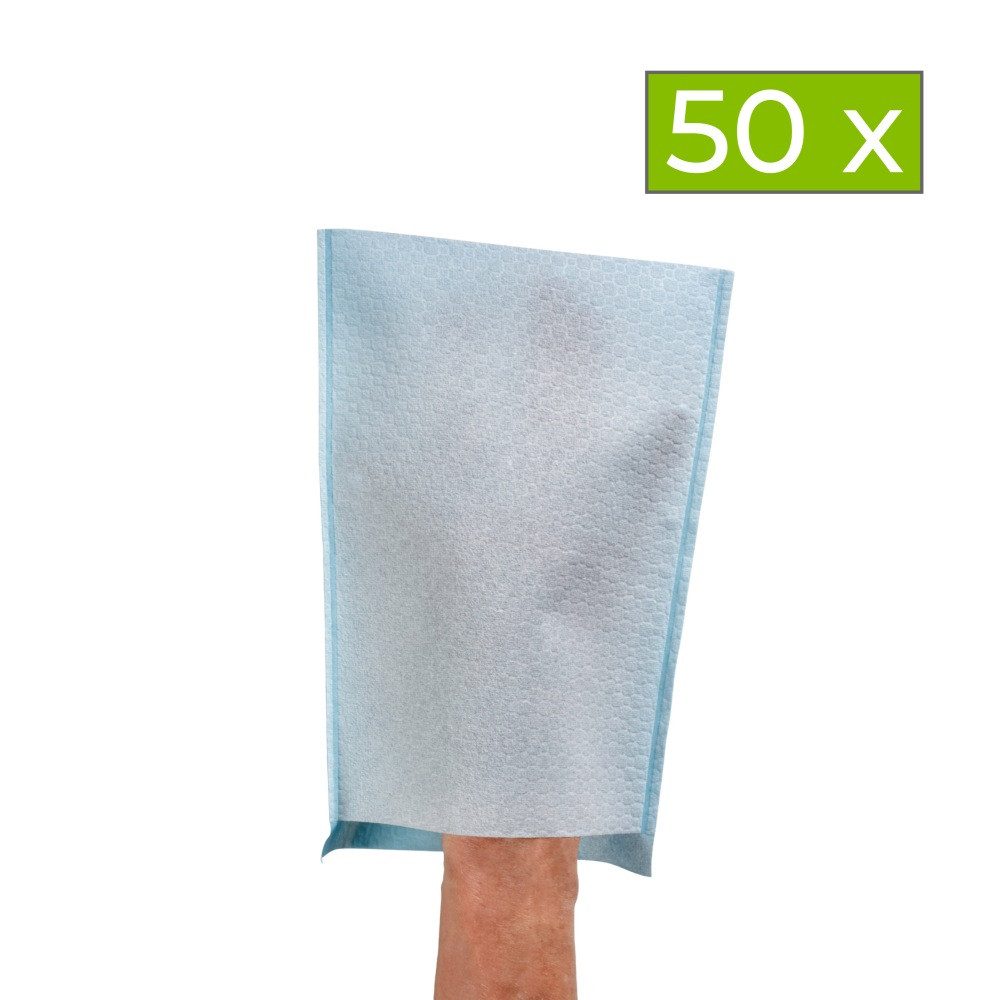 Medi-Inn Waschlappen Waschhandschuhe Airlaid, PE-Innenbeschichtung, 22x16 cm, hellblau