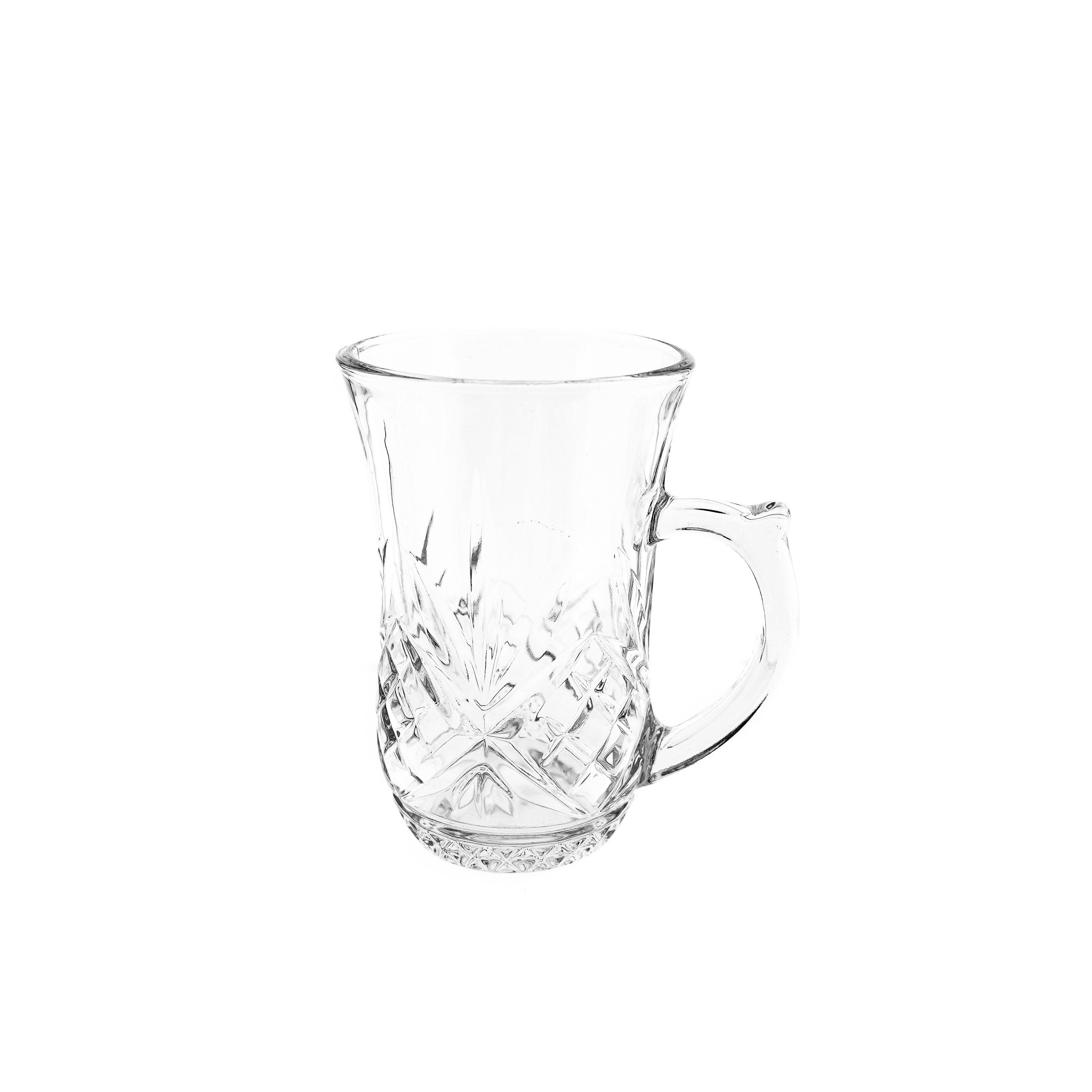 Almina Gläser-Set 6er Set Teegläser mit Henkel 155 ml Trinkgläser Transparent, 6-tlg.