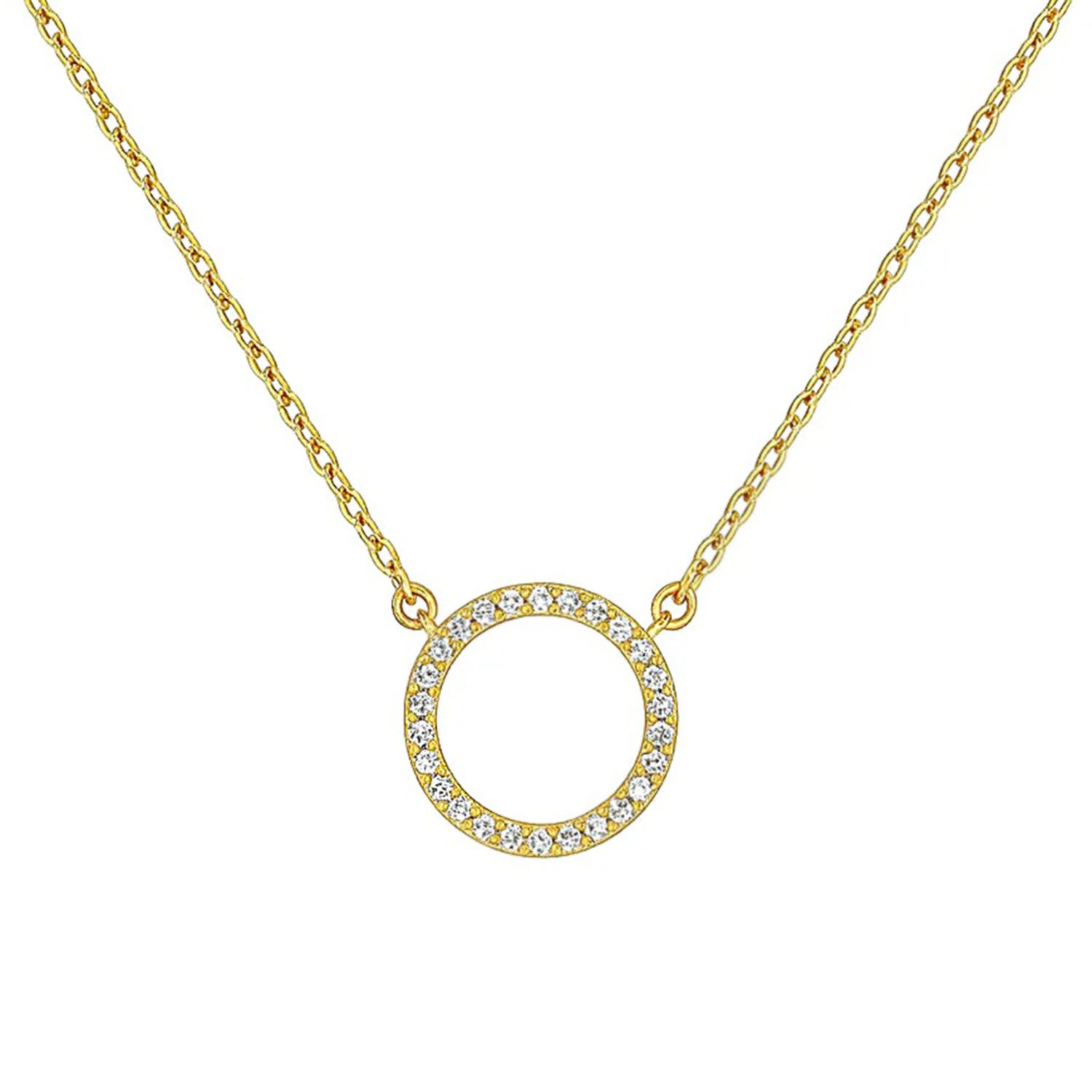 Impala Kette mit Anhänger Marina 925 Silber vergoldet mit Zirkonia-Kreis, Anhänger mit verstellbarer Kette